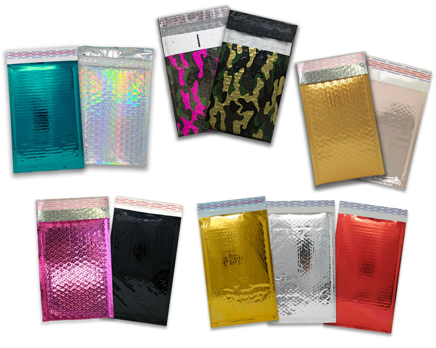 4×8″ Metallic Bubble Mailers Padded Shipping Poly Mailing Envelopes Combo Pack