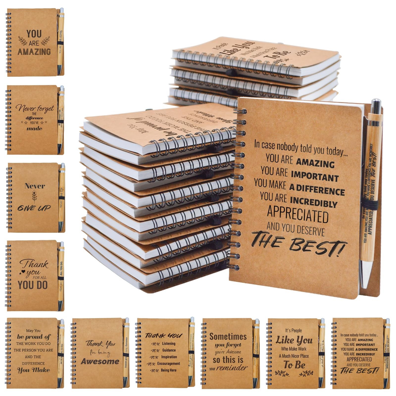 20 Pcs Employee Appreciation Gifts Bulk – 10 Sets of Inspirational Spiral Not…