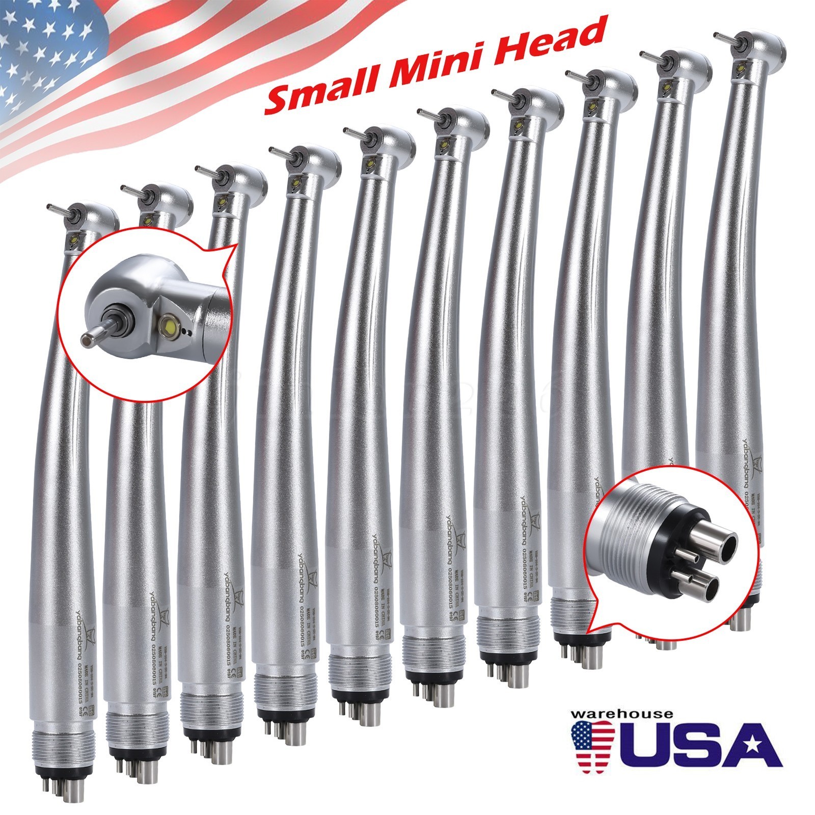 1-10 LED Dental Mini Small Head High Speed Handpiece Pedo Pediatric Push Button