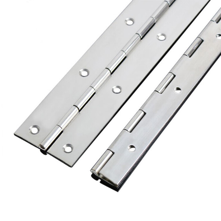 Piano Hinge with Holes in Stainless, Steel, or Aluminum 1,2,3,4,5,6,7,8 ft