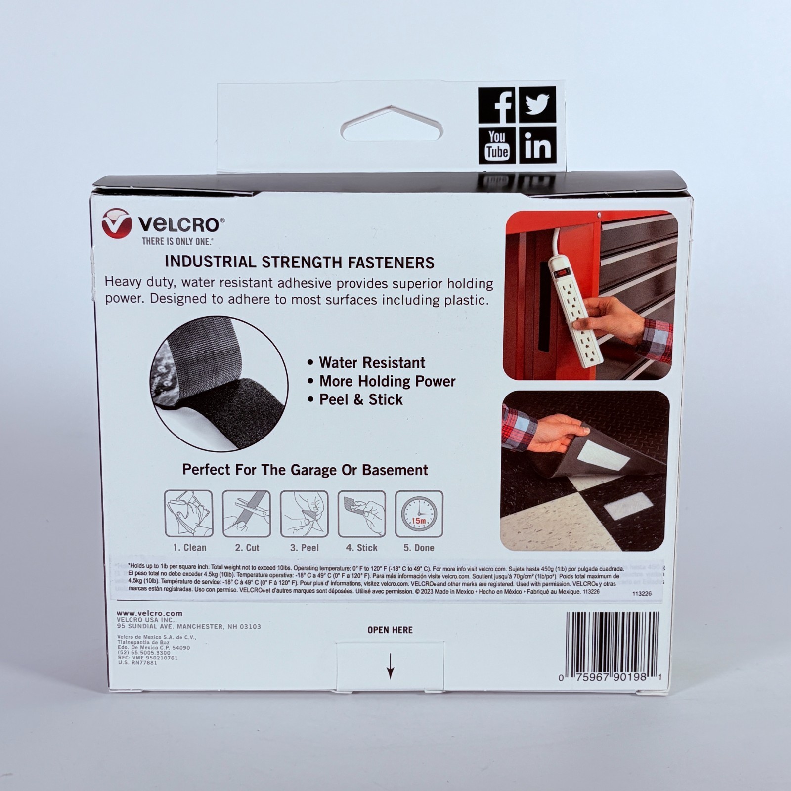 Velcro Industrial Strength Sticky-Back Hook and Loop Fasteners 2″ x 15 ft 90198