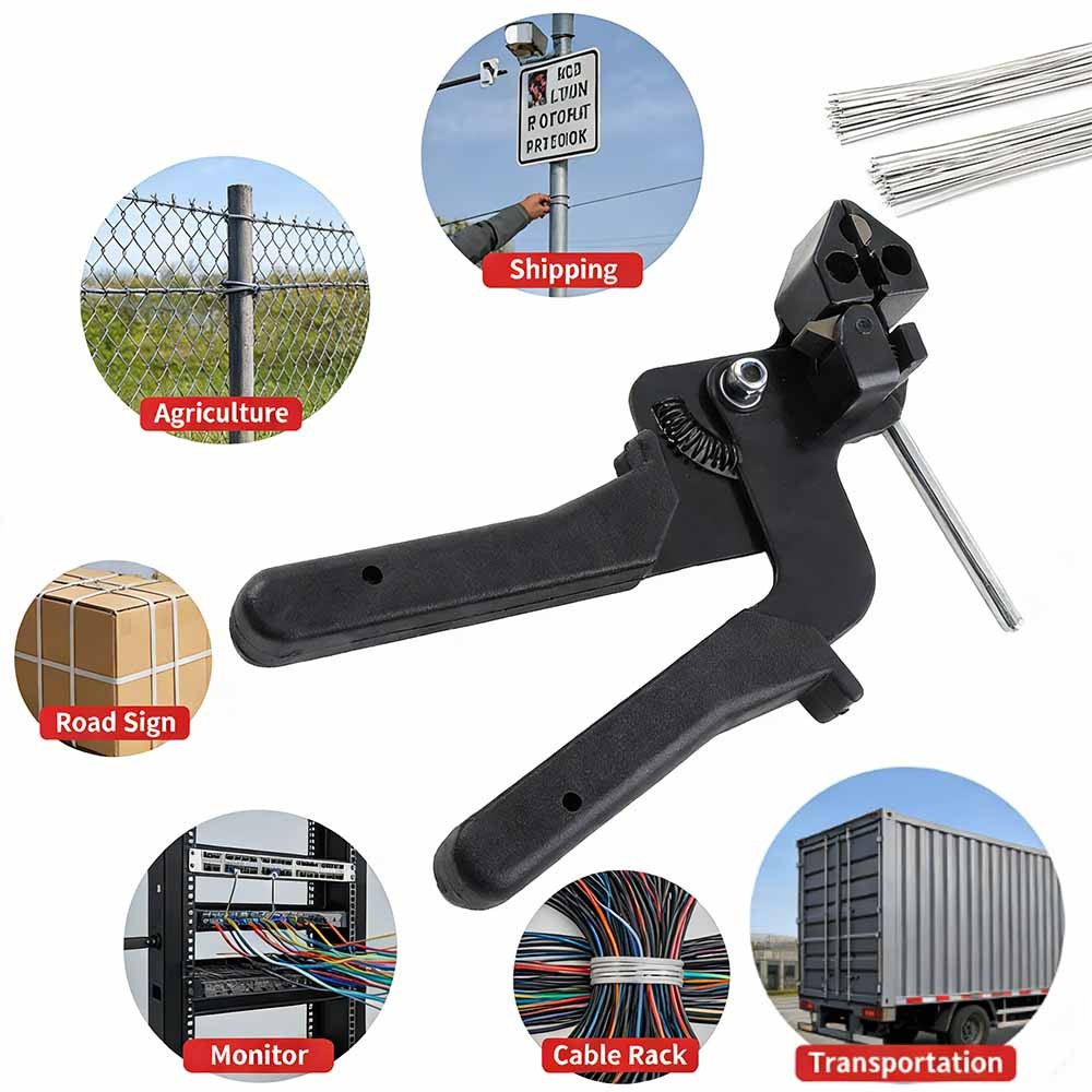 Stainless Steel Zip Ties Gun Kit Cable Tie Tool With 200pcs Metal Zip Ties