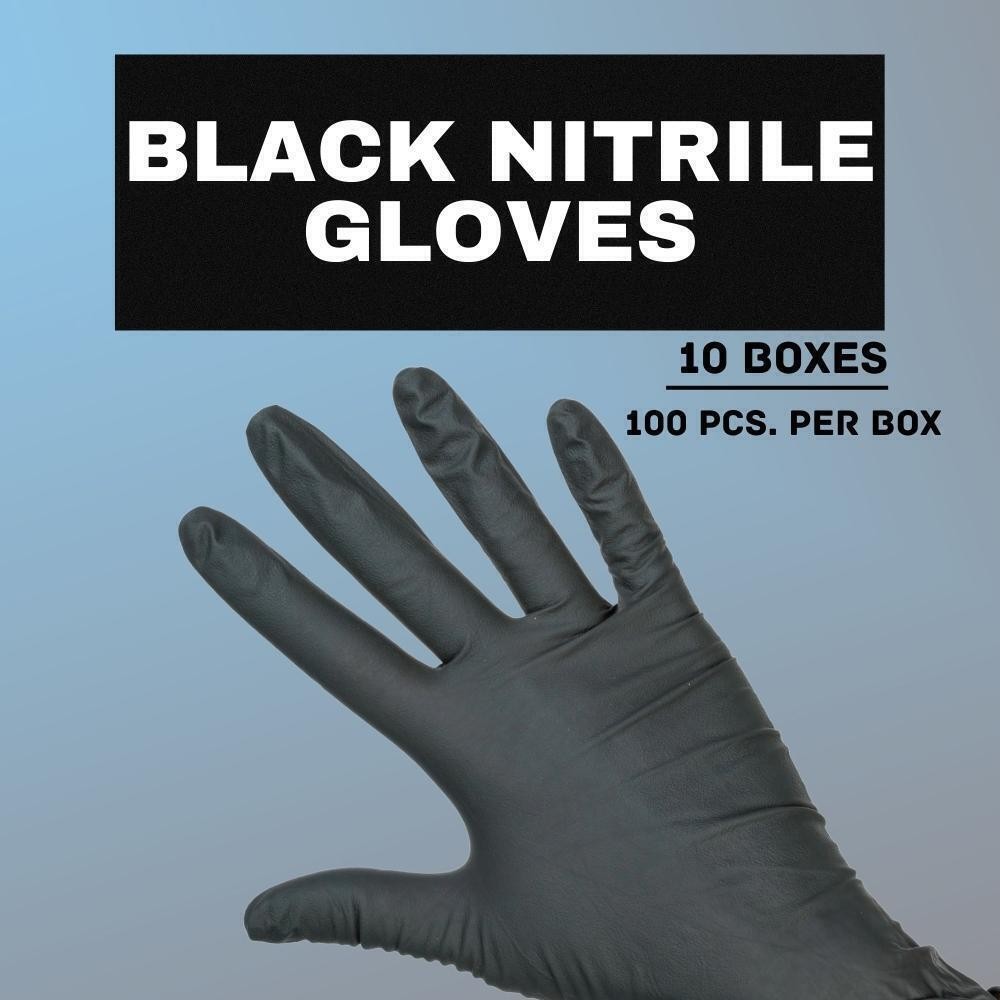 Large, 6 MIL Textured Black Nitrile Exam Powder-Free Gloves 1000 Pieces