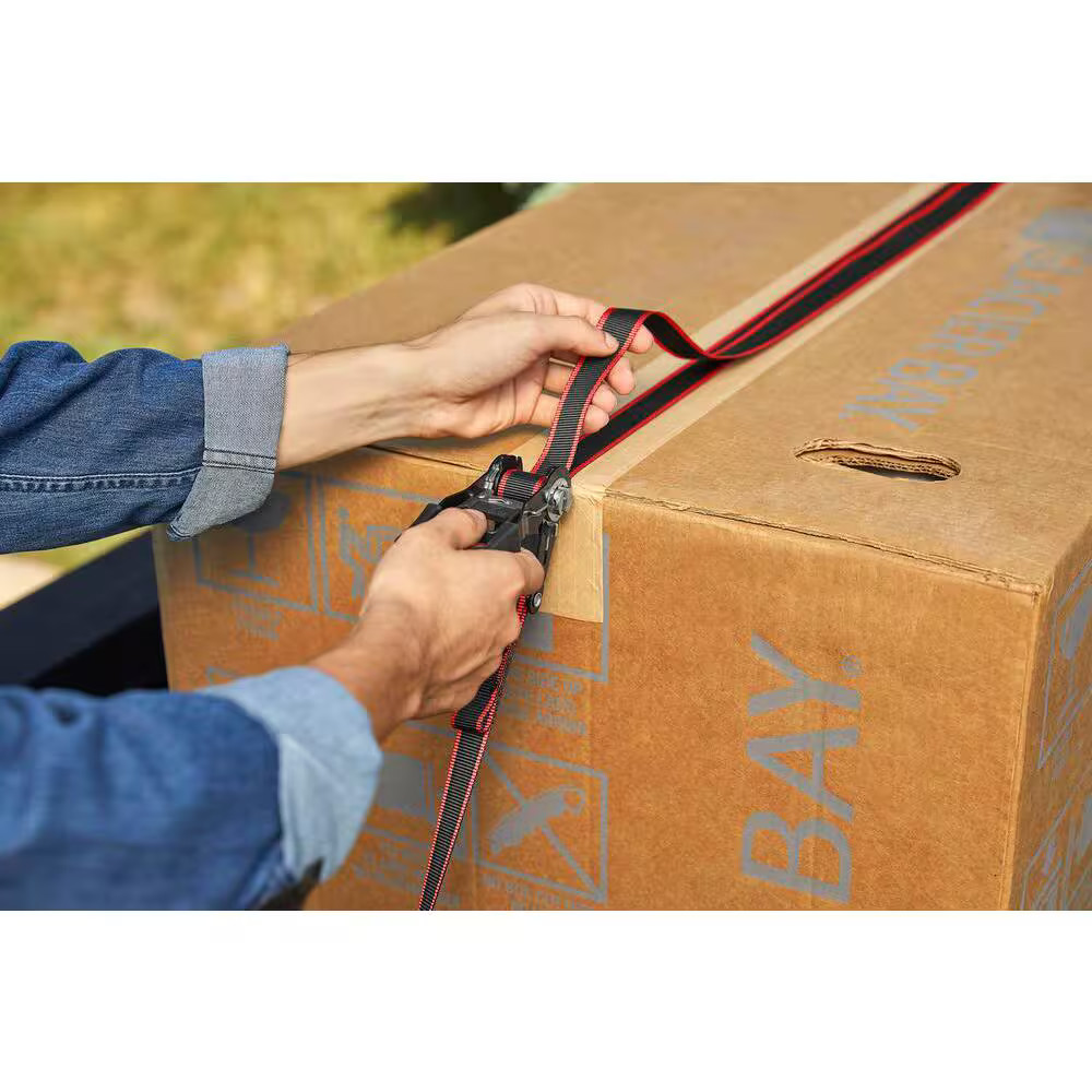 Husky 12 ft. x 1 in. Ratchet Tie-Down Straps with S-Hook (4-Pack)