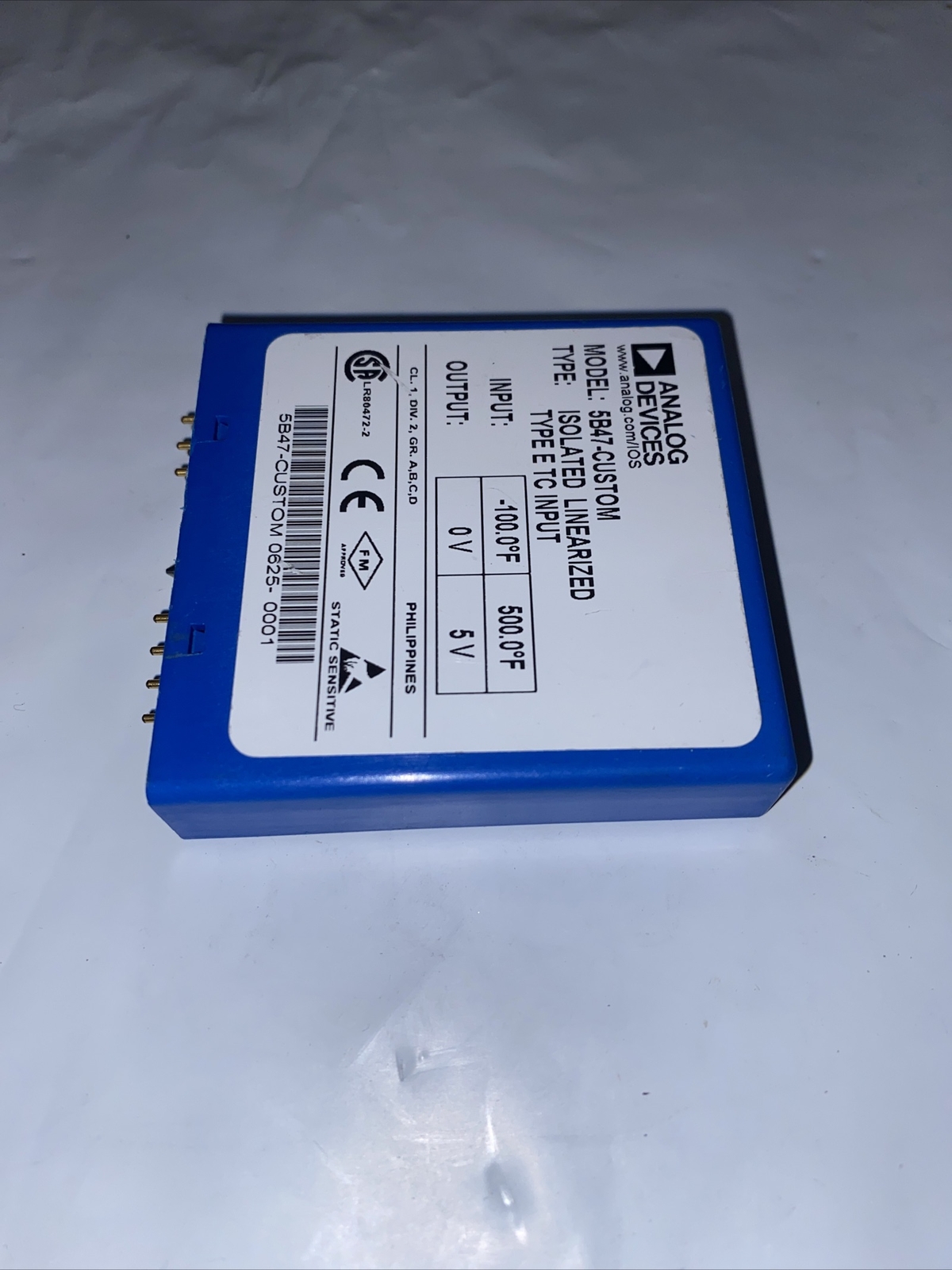 Analog Devices 5B47-CUSTOM ISOLATED LINEARIZED Type E TC Input -100.0°F 500.0°F