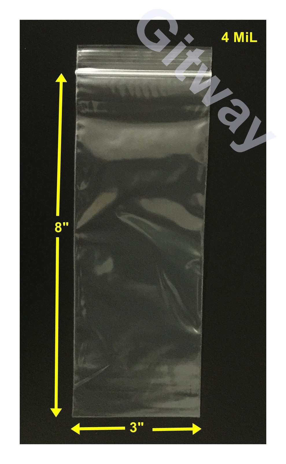 3″ x 8″ Reclosable Resealable Bag Zip Top Lock Clear Plastic 3×8″ Bags 4 MiL