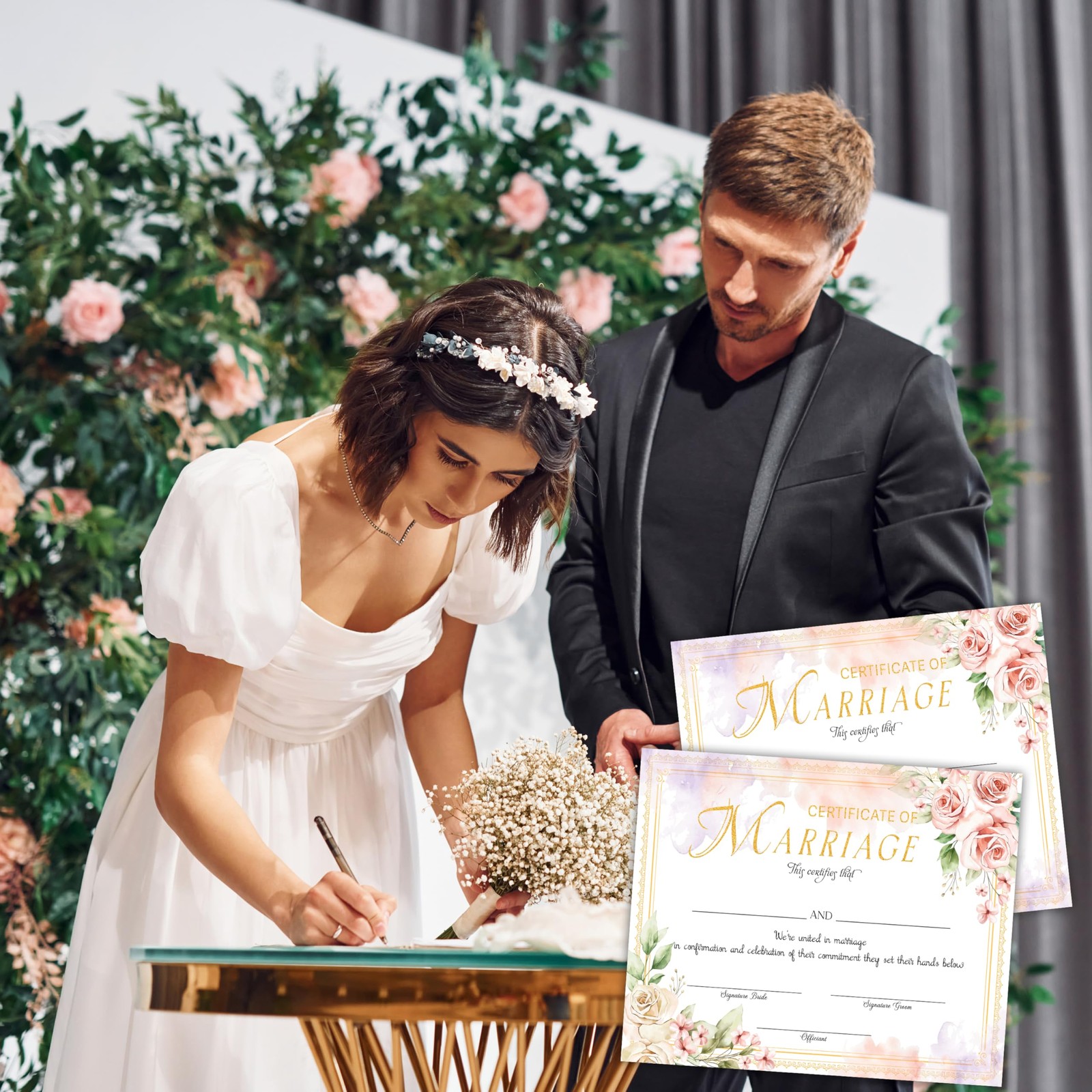 Floral Marriage Certificates, Wedding Certificate for Wedding Ceremony Propos