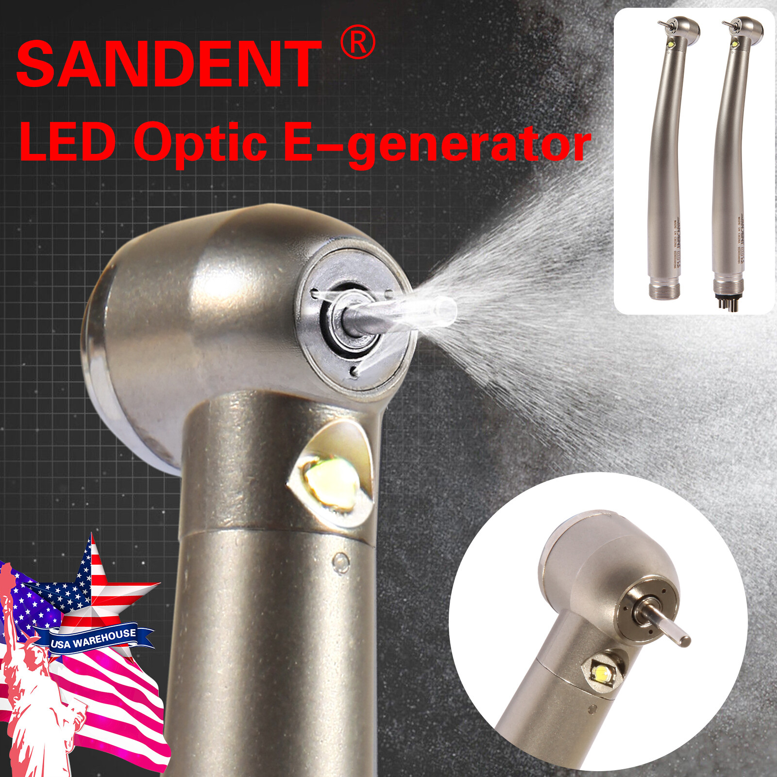 NSK Type Dental PANA Max High Speed LED Handpieces Internal Triple Spray Push CE