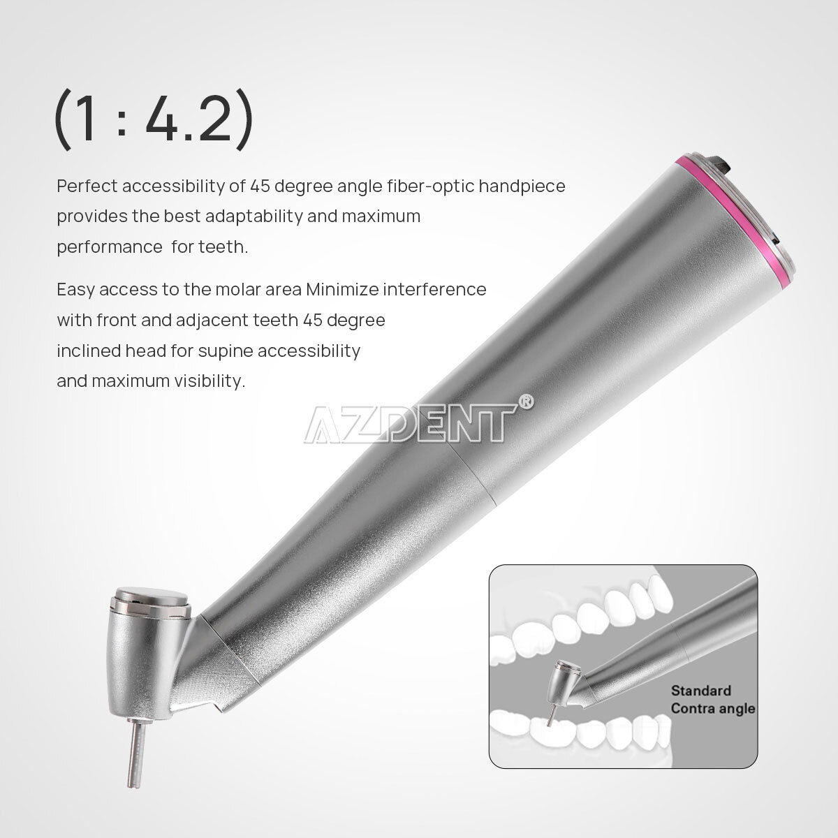 Dental Fiber Optic LED 1:1 1:4.2 1:5 Contra Angle Handpiece E-type