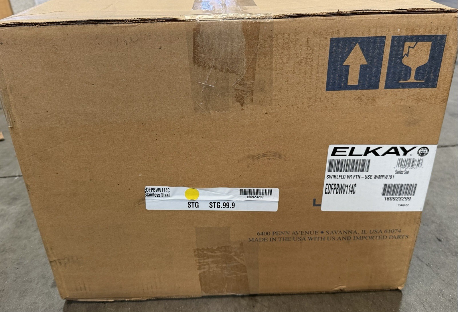 Elkay EDFPBW 114C Swirlflo Single Fountain Non Filter Non Refrigerated Stainless
