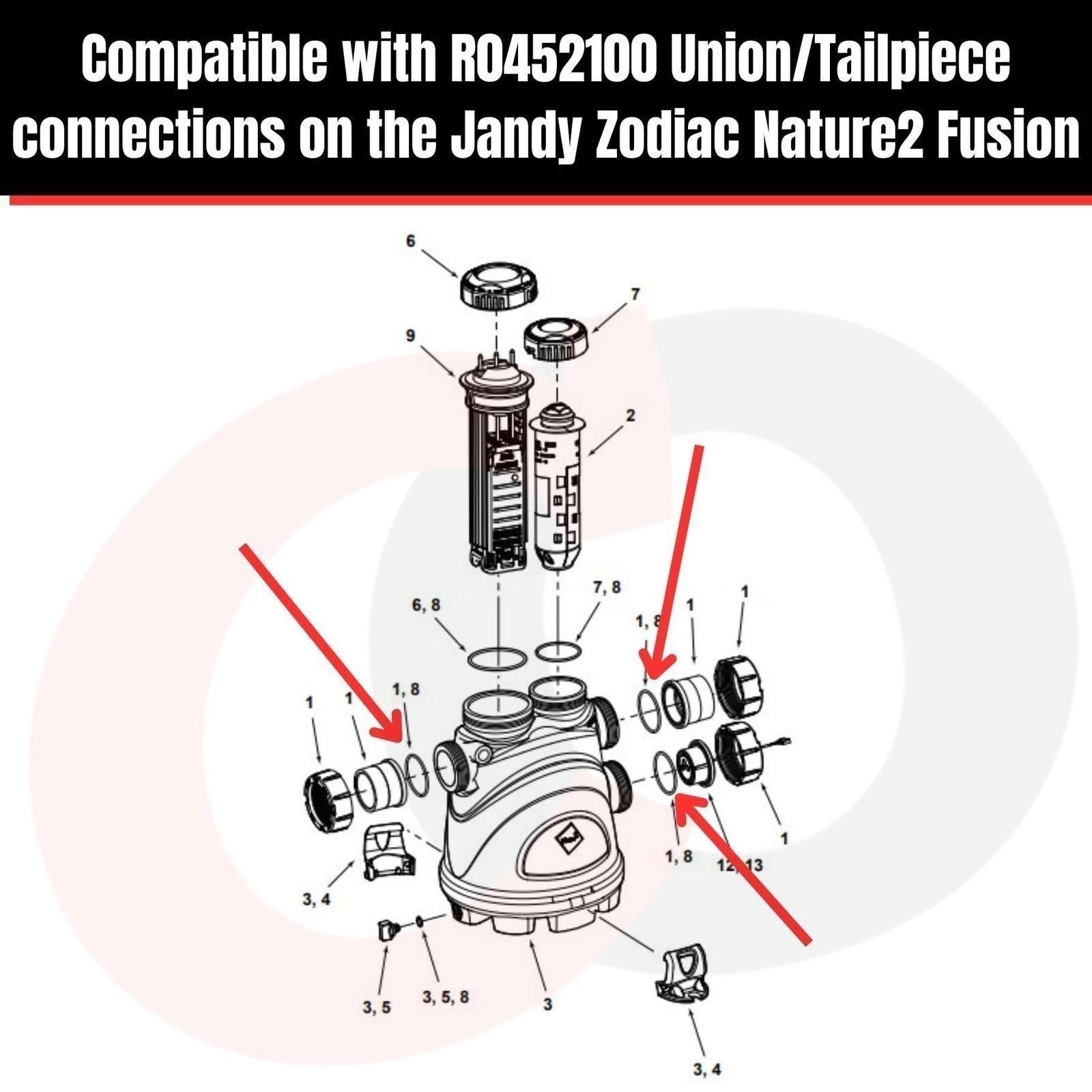 O-Rings for Jandy Zodiac R0452100 Union/Tailpiece for Nature2 Fusion (3 Pack)