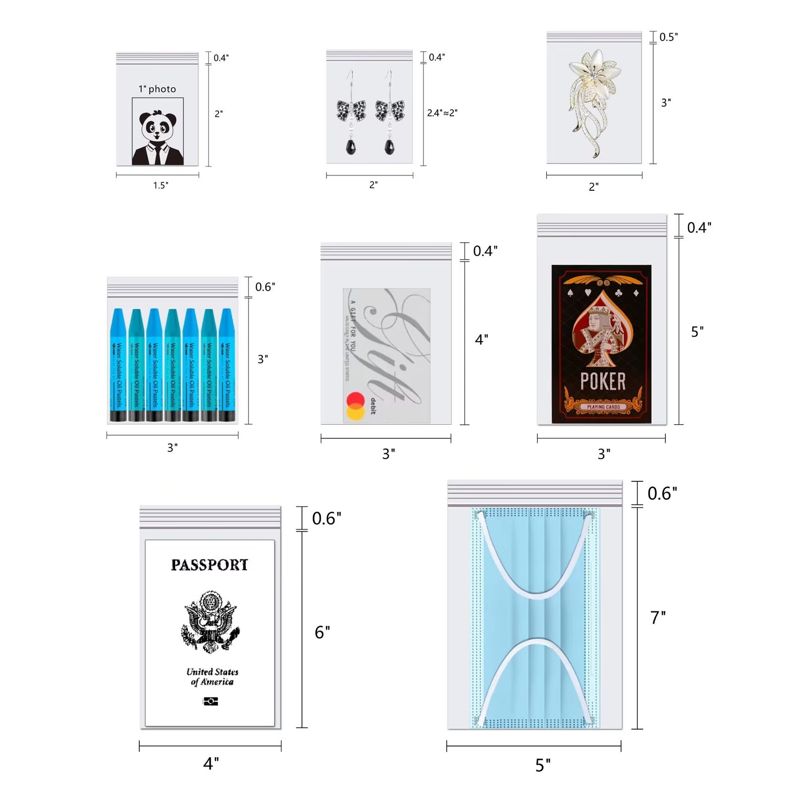 500 Pcs 1.5×2 Inch Plastic Bags 2mil Reclosable Storage Seal Zip Lock Bags