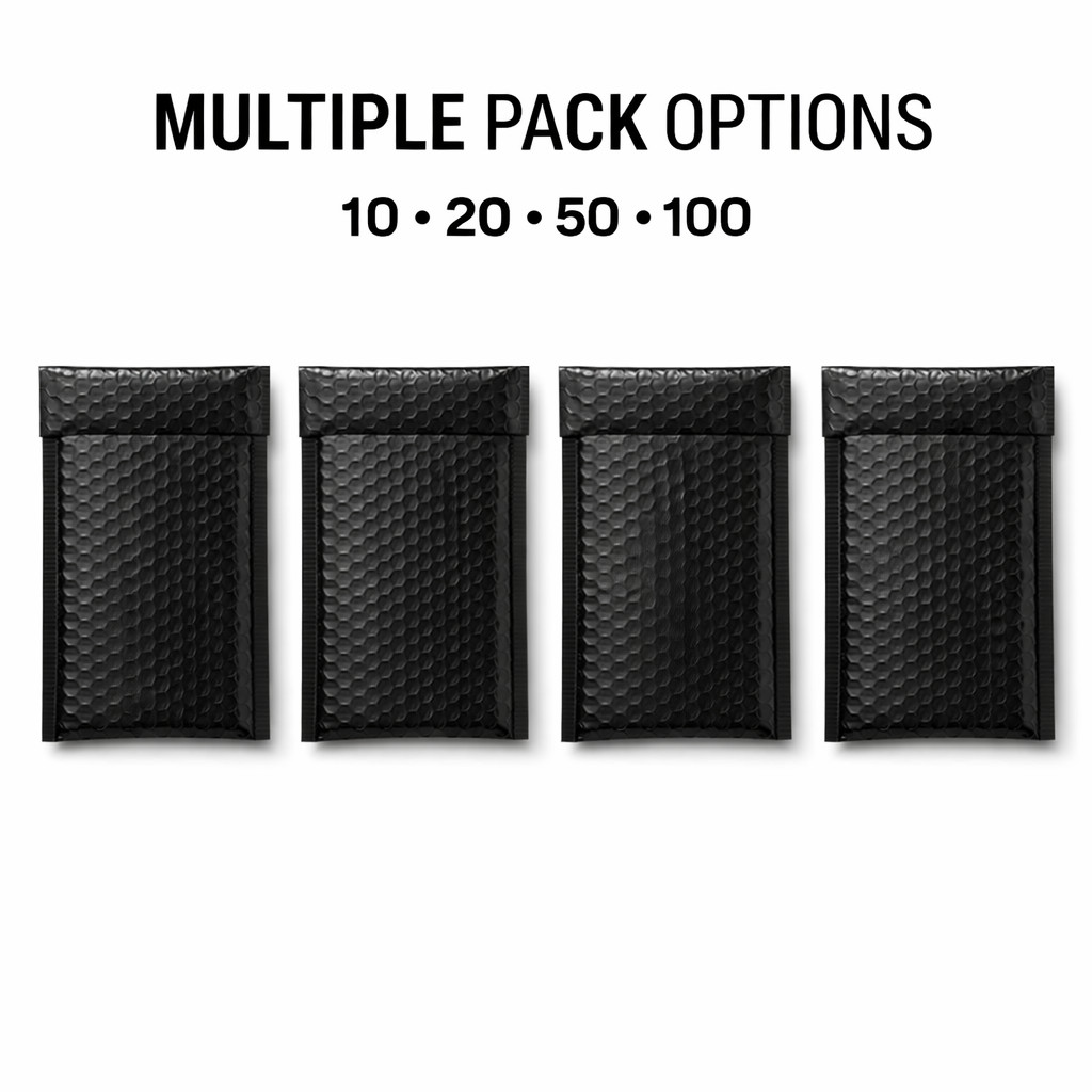 Black Poly Bubble Mailers #000 4×8 Padded Envelopes Self Seal Shipping Bags