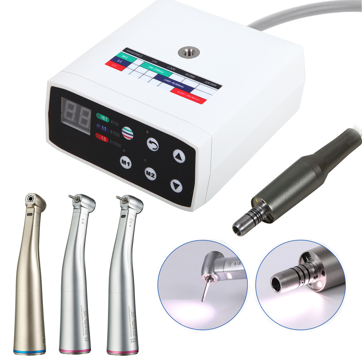 NSK Style Dental LED Brushless Electric Micro Motor/ 1:5 Increasing Handpiece US