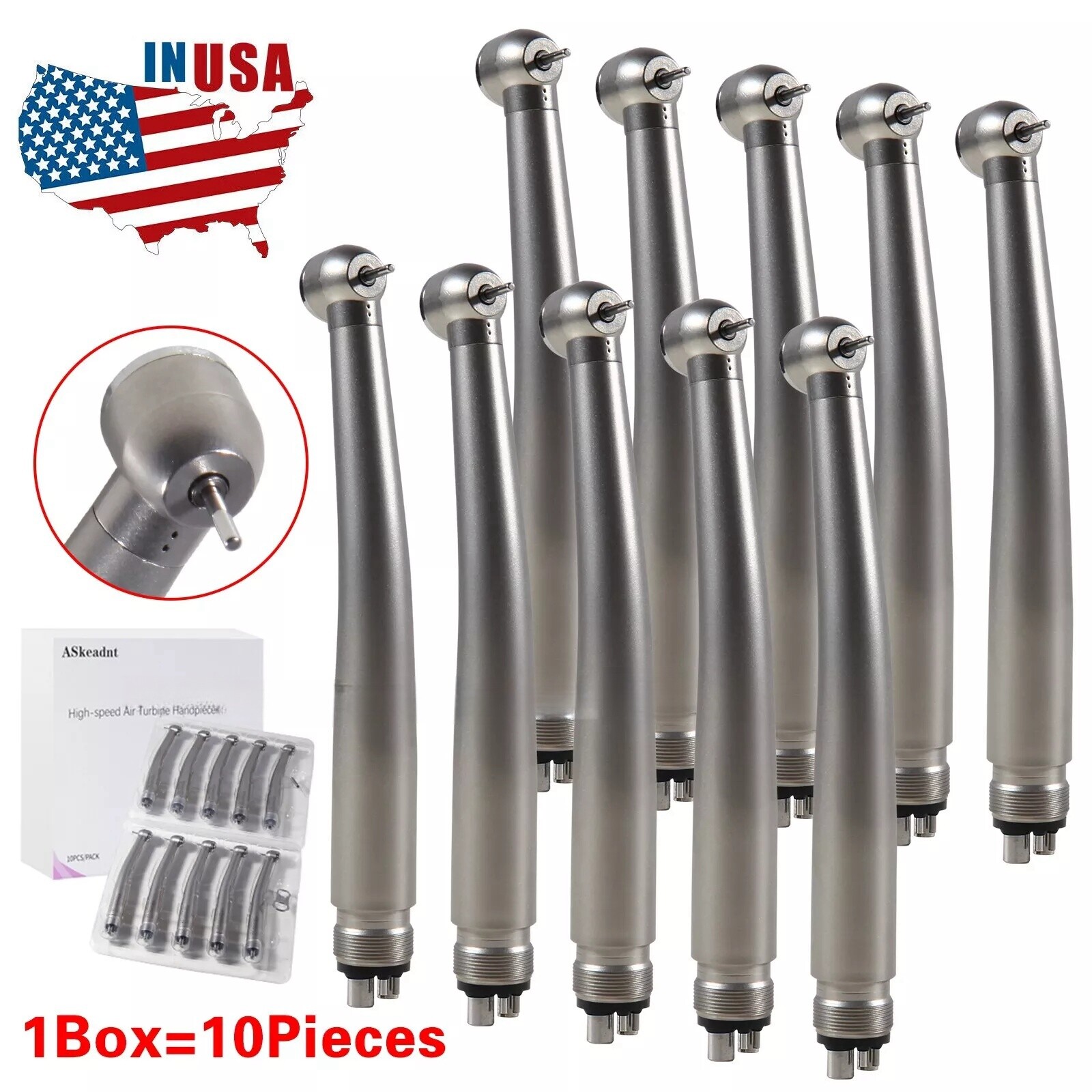 4 Hole Dental High Speed Handpiece Large Head Single Water Spray Air Turbine 10
