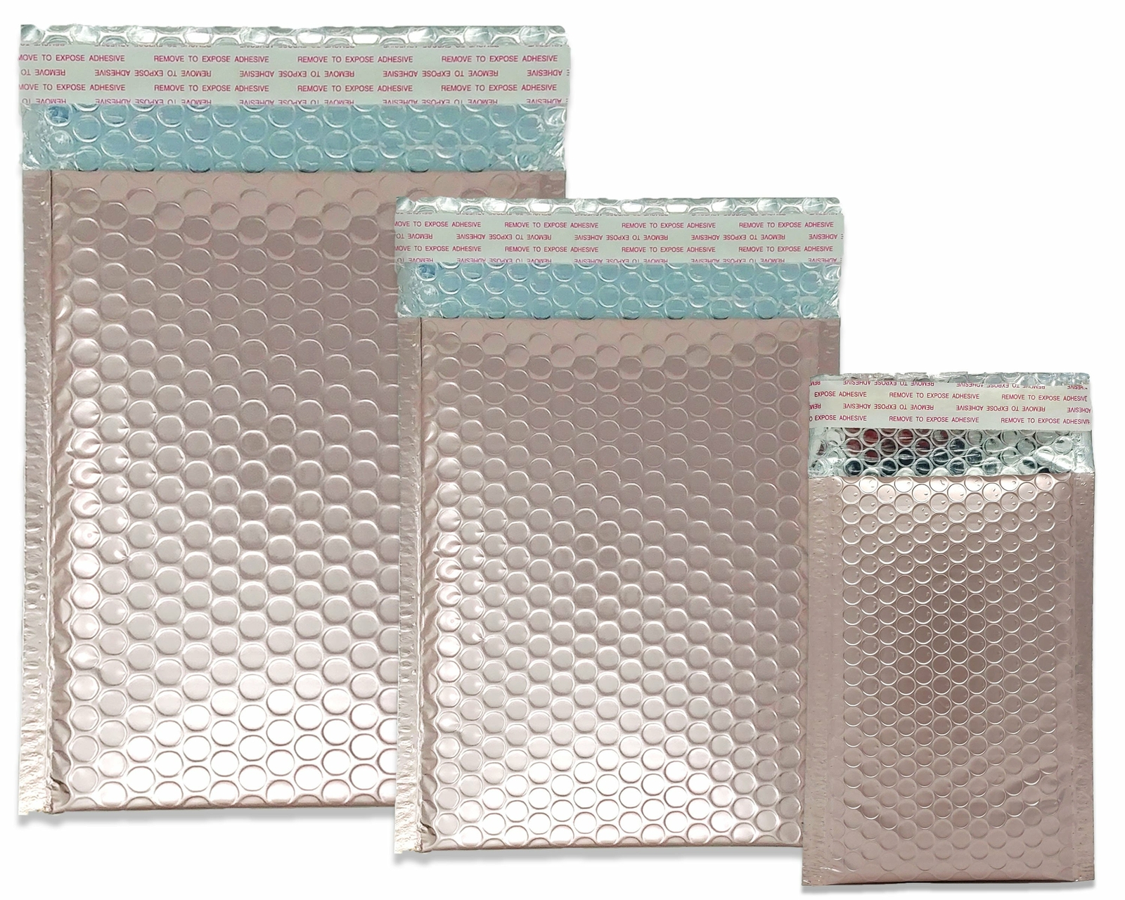 Nude Pink Metallic Bubble Mailers 8×12, 6×10, 4×8, Assorted Combo Shipping Pack