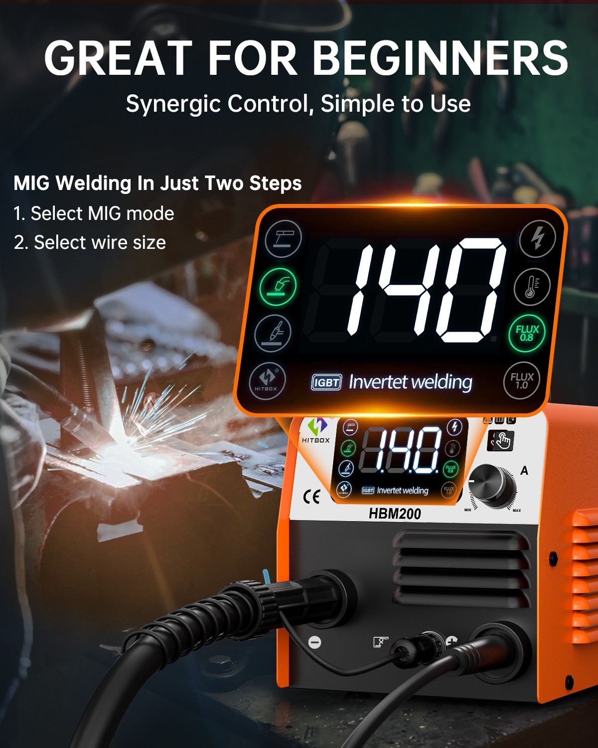 200A 110V/220V Gasless MIG Flux Core ARC/Lift TIG/MMA Welder &TIG Torch Home DIY