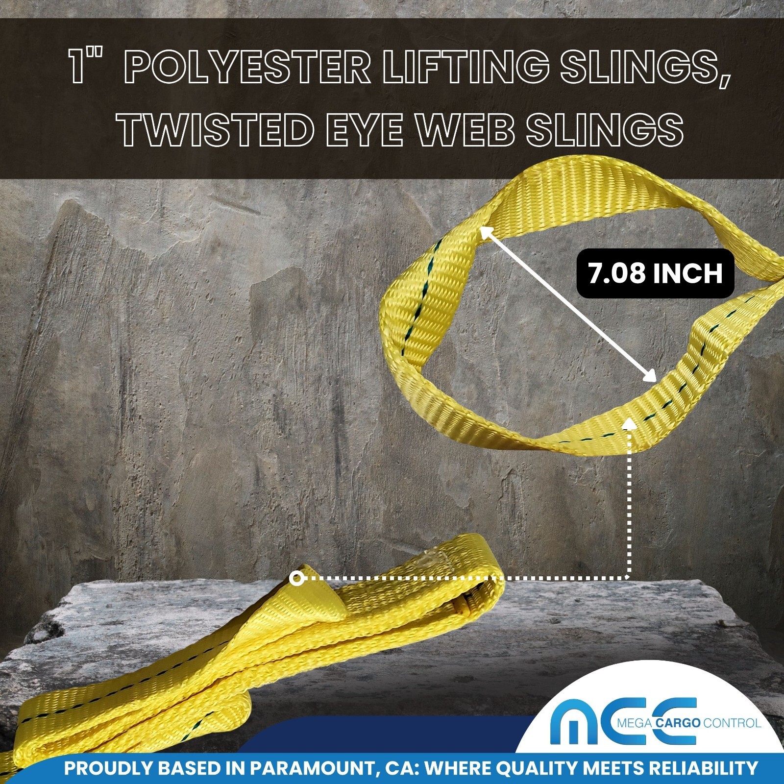 1″ x 3 / 6 / 9ft 1-Ply Twisted Eye Web Sling Lifting Strap Industrial 1600 lbs