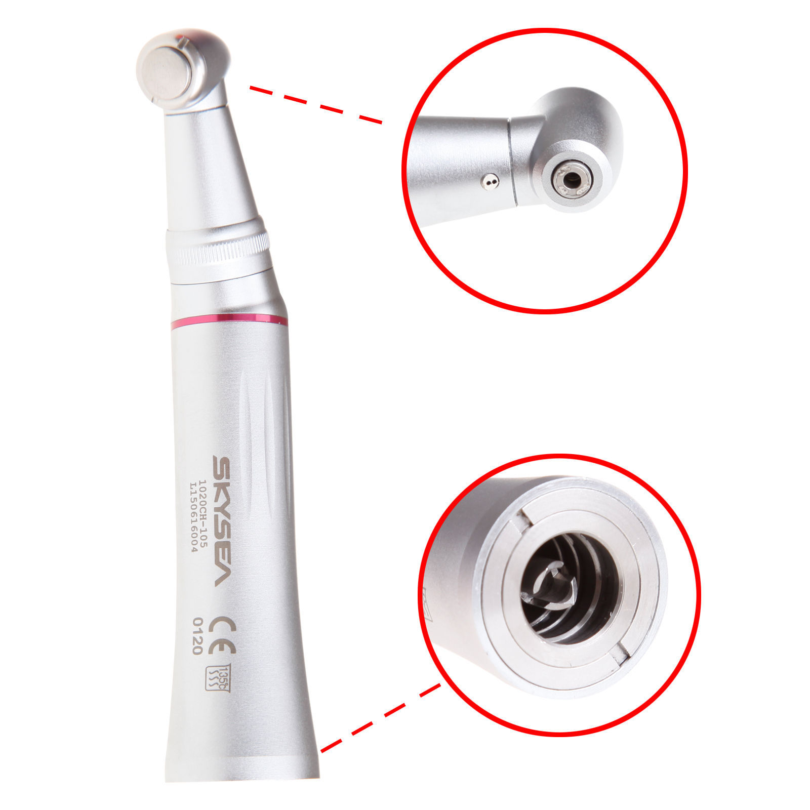 Dental 1:5 Increasing Low Speed Contra Angle Handpiece E-type Inner Channel Red