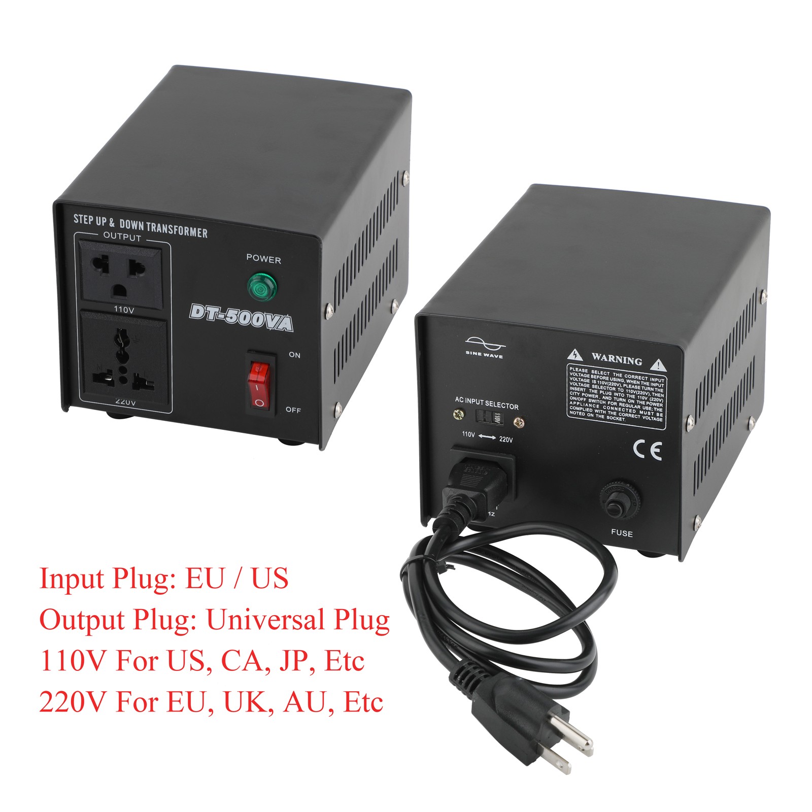 Voltage Transformer AC 110V to 220V OR AC 220V to 110V Step Up & Step Down 500W