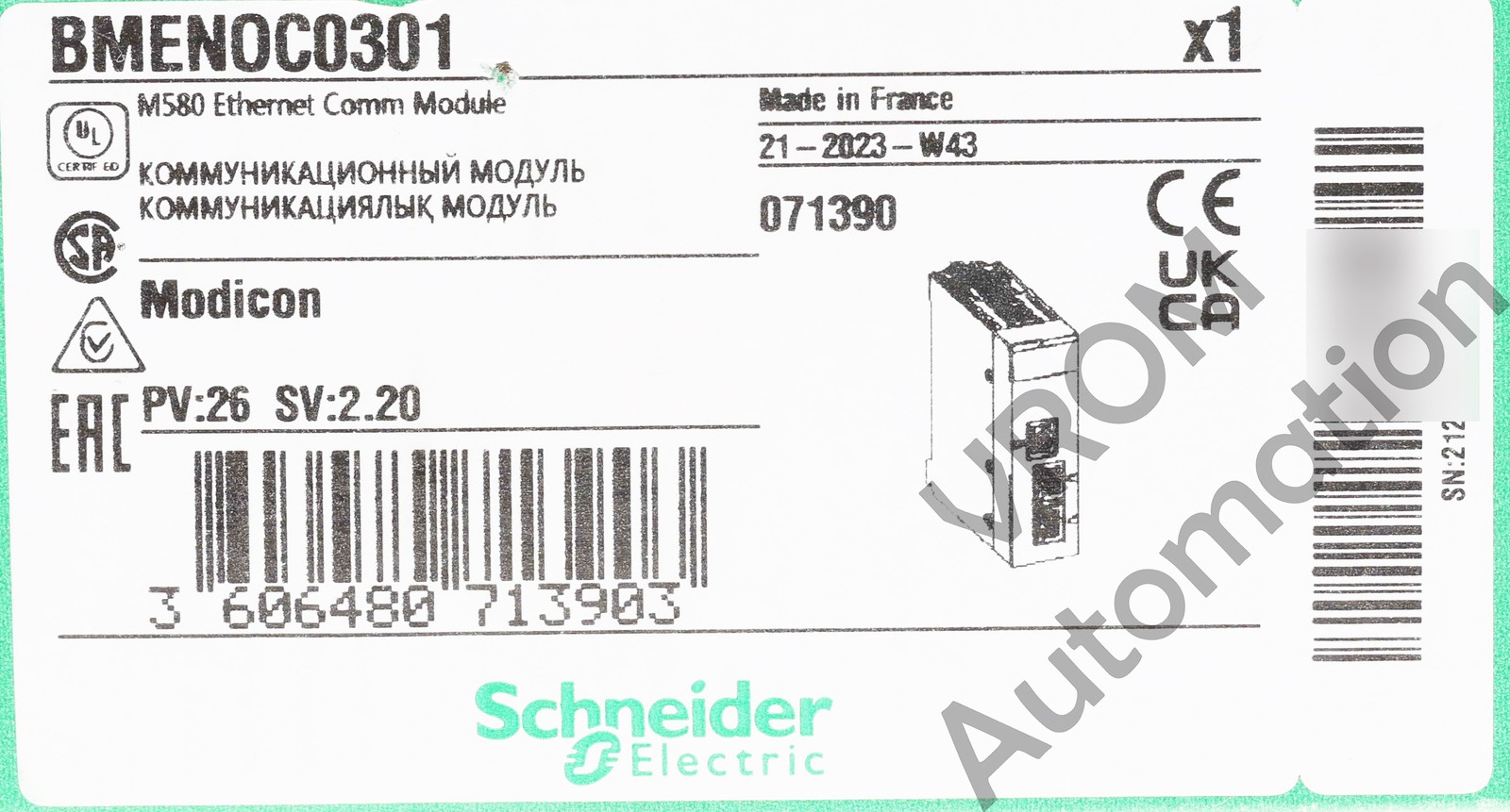 Surplus Schneider Electric BMENOC0301 Modicon Ethernet COMM Module RJ45 10/100 M