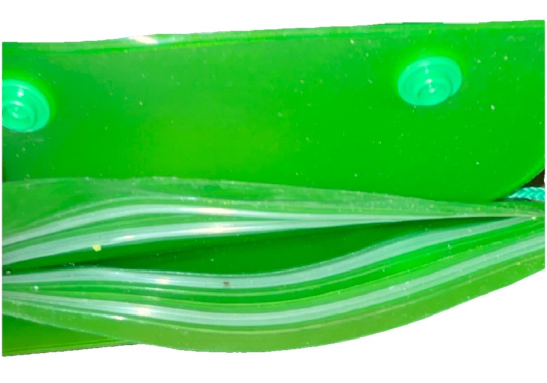 Green Clear Double Zipper Waterproof Reclosable Bag with Hang Hole and Window