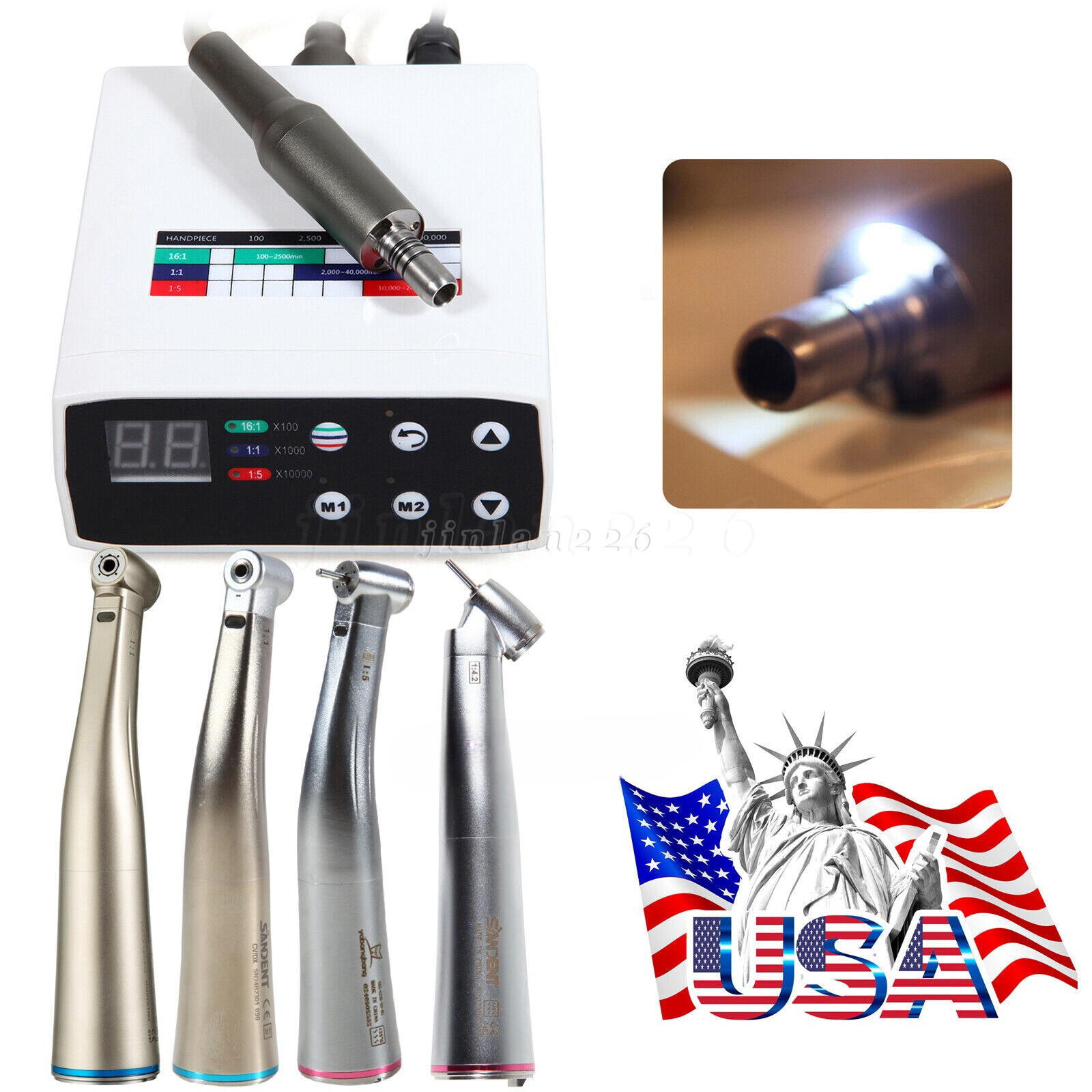 ST/YBB Dental Brushless LED Electric Micro Motor 1:1/1:5 Increasing Handpiece