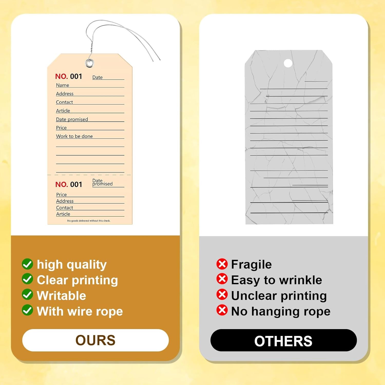 100 Pack Repair Tags with Wire Service Repair Tags Numbered with Wire Durable 2.