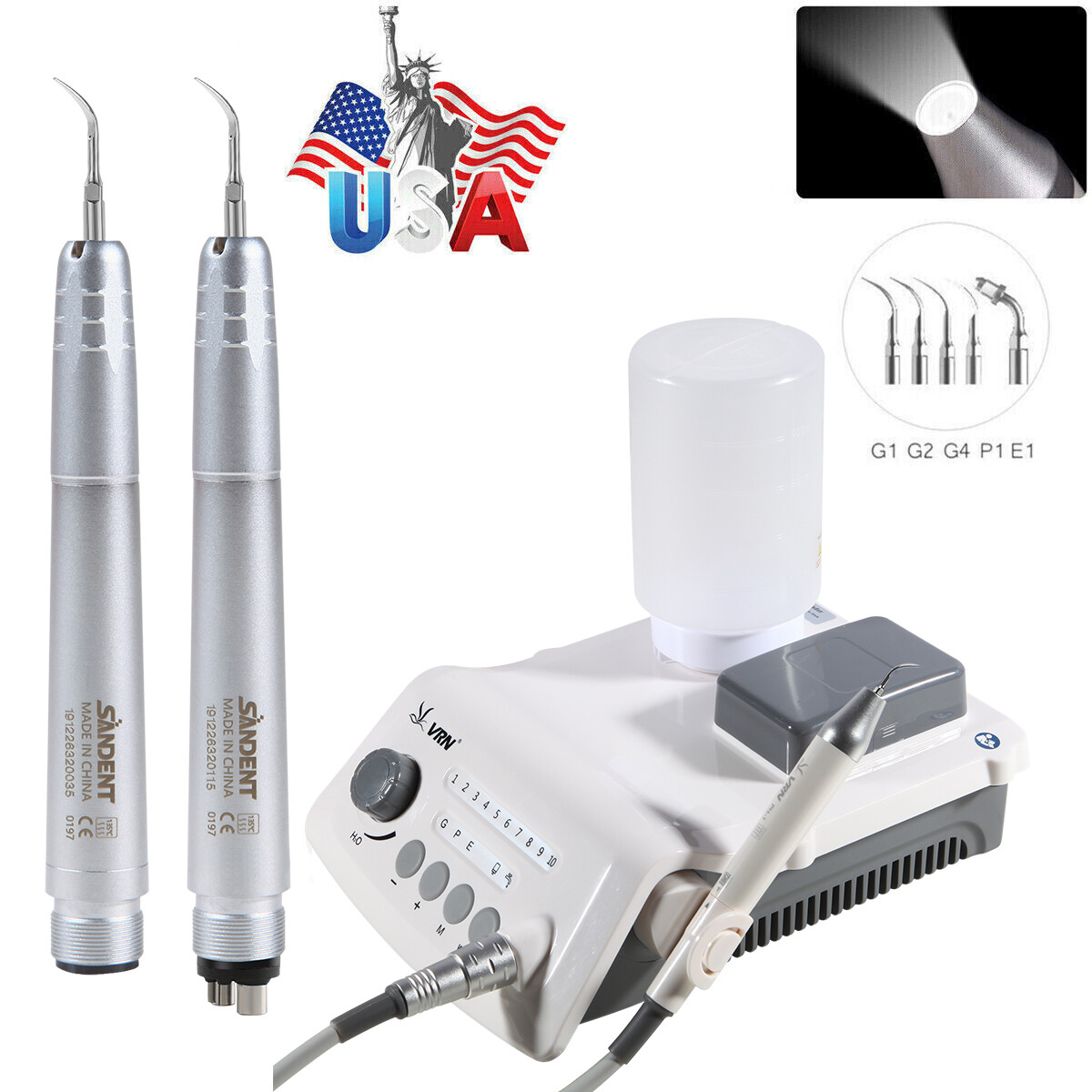LED Ultrasonic Scaler Bottle+Tube Water Supply /Air Scaler Handpiece 2/4H Dental