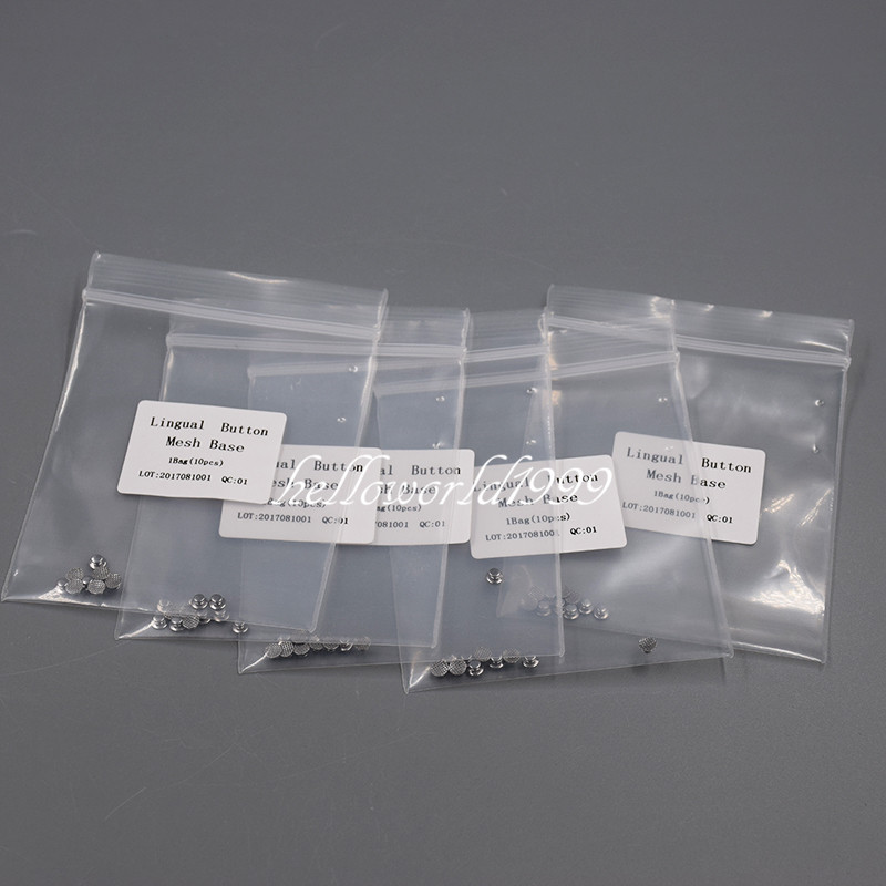 100 Pcs/10packs Dental Orthodontic Lingual Buttons Bondable Round Base Mesh