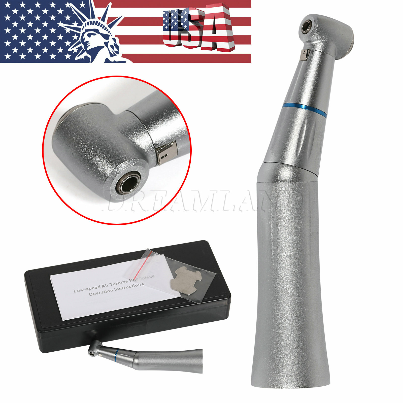 1-10 Dental Internal Water Spray Contra Angle Low Speed Handpiece Push Button