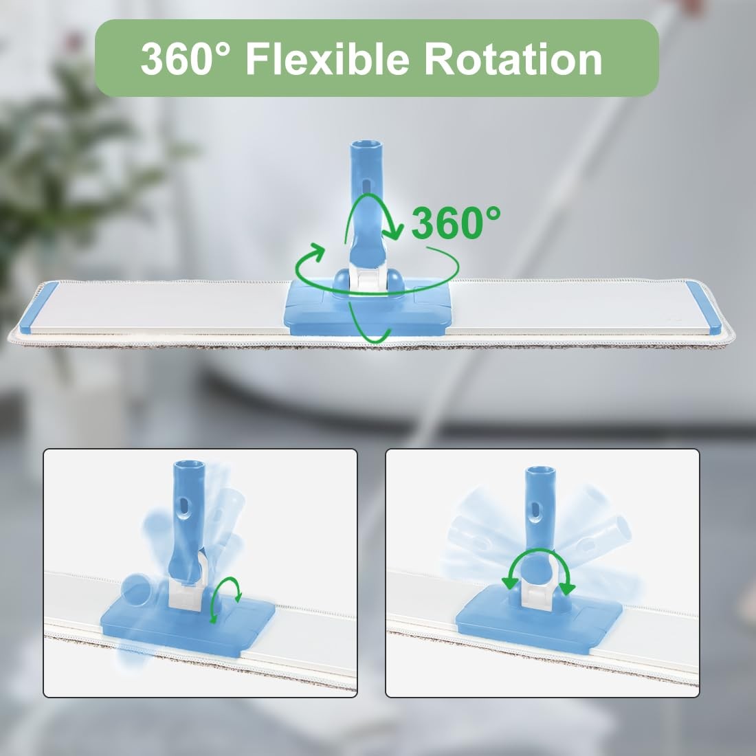 CQT Commercial Flat Microfiber Floor Mop Cleaning System 24″ Inch Wet Blue