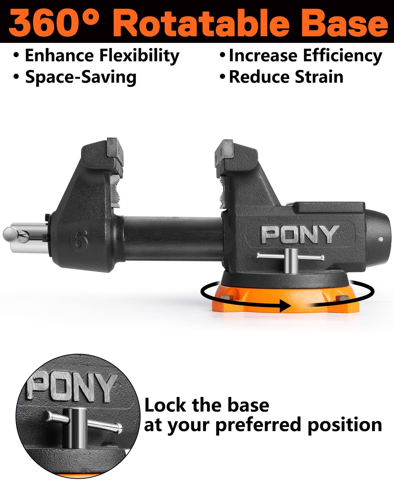 PONY 6″ Heavy Duty Bench Vise 8800LBS Clamp Force 360° Rotatable Workbench Vises
