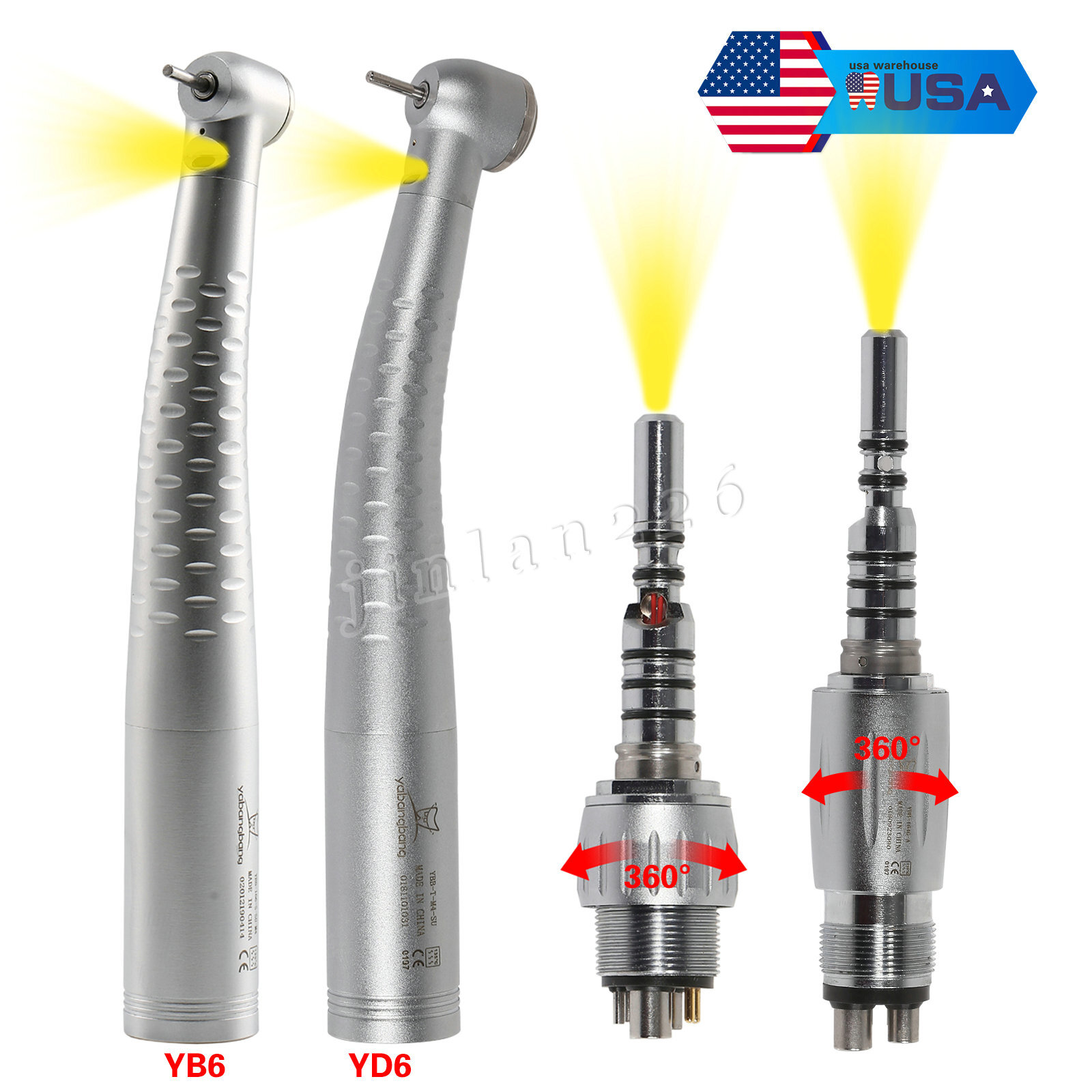 Dental Fiber Optic High Speed Handpiece Multiflex Lux Coupler 4/6 Hole Fit KaVo