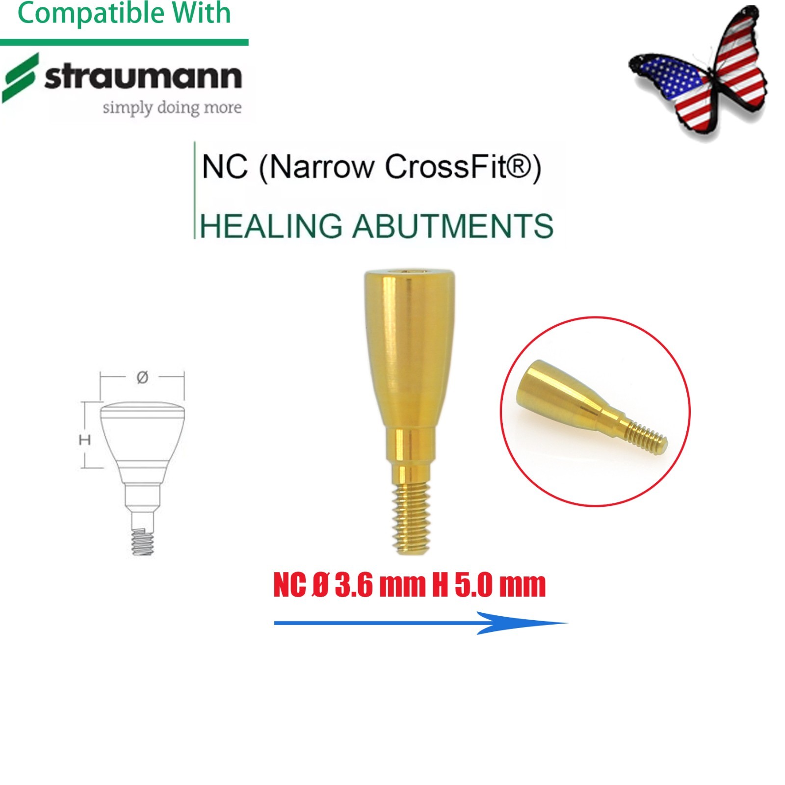 US Dental Mini Healing Abutment Cap/Closure Cover Screw Straumann Fit Bone Level