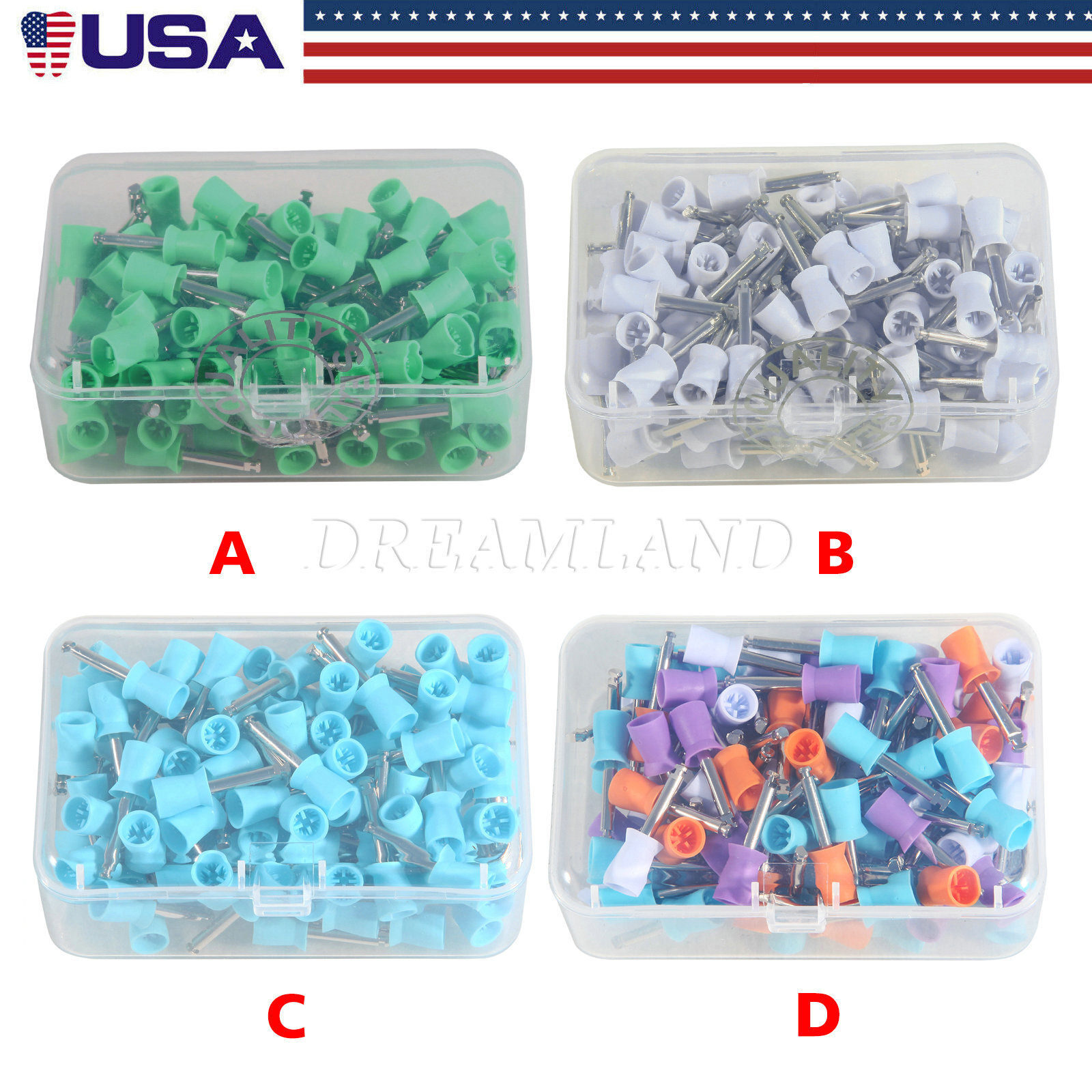 100 X Dental Polishing Polish Cups Prophy Cup Latch Type Brush Rubber Soft/Firm
