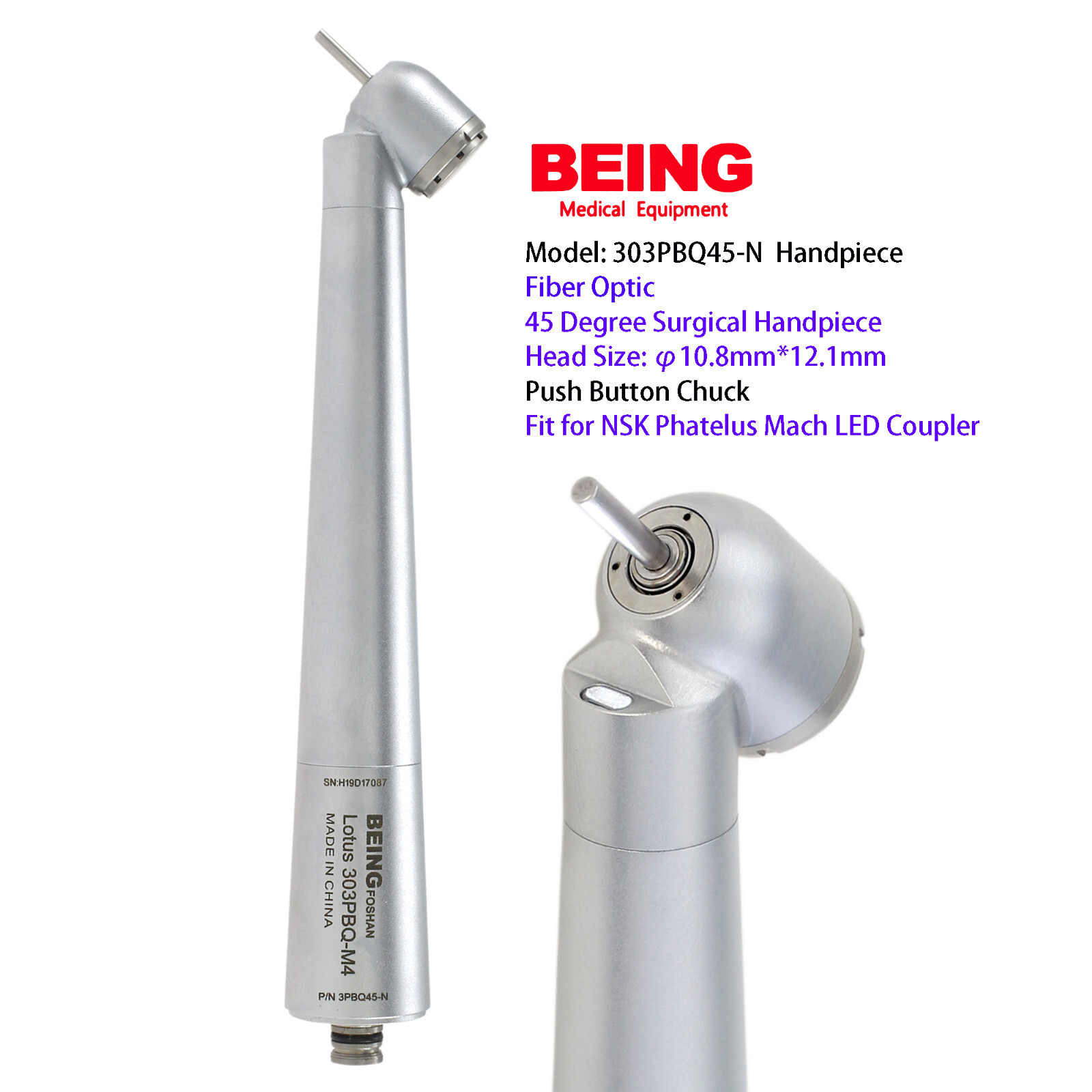 COXO High Speed Surgical Handpiece 45° LED Dental Turbine NSK Kavo Coupler 4 6