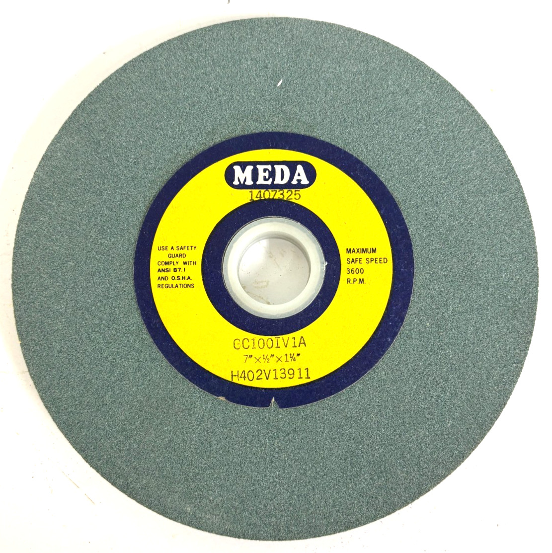 7 X 1/2 X 1-1/4 100 GRIT GREEN SILICON CARBIDE TYPE 1 GRINDING WHEEL GC100I MEDA