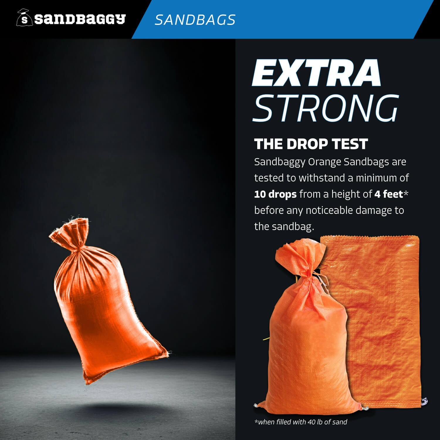 Sandbags – 10 Orange – Empty Sand Bags for Flood – Sandbag Bag Poly by Sandbaggy