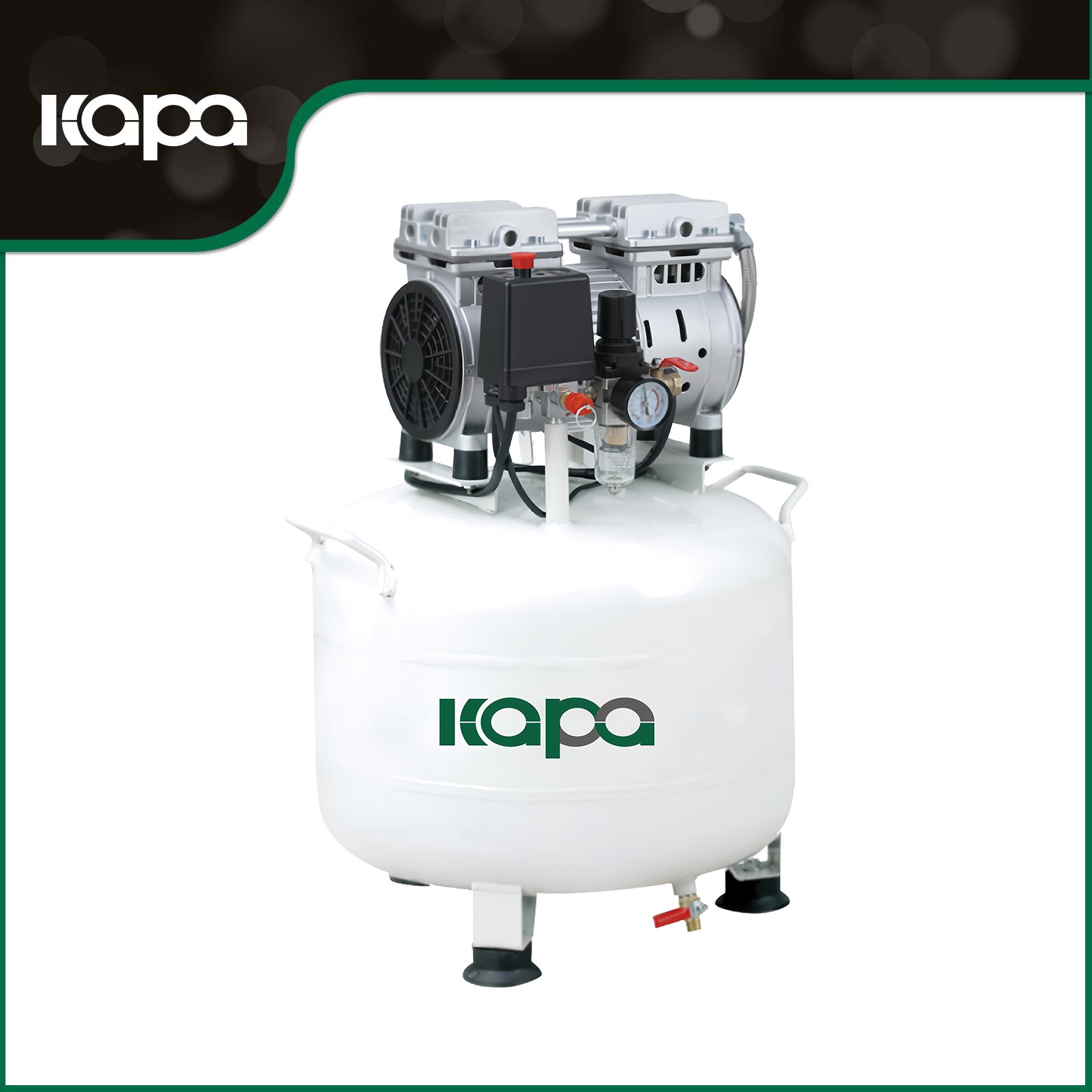 Silent Oil-Free Dental Air Compressor 108L/min 58dB 30L Tank 110V for 1-2 Chairs