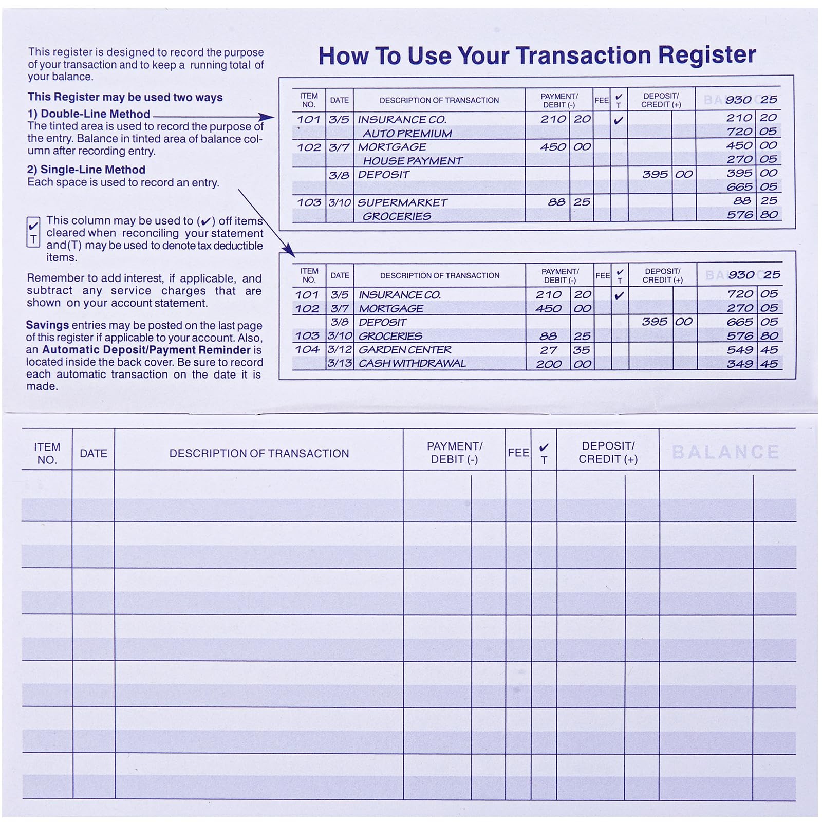 24 PCS Check Registers for Personal Checkbook, Easy to Read Checkbook