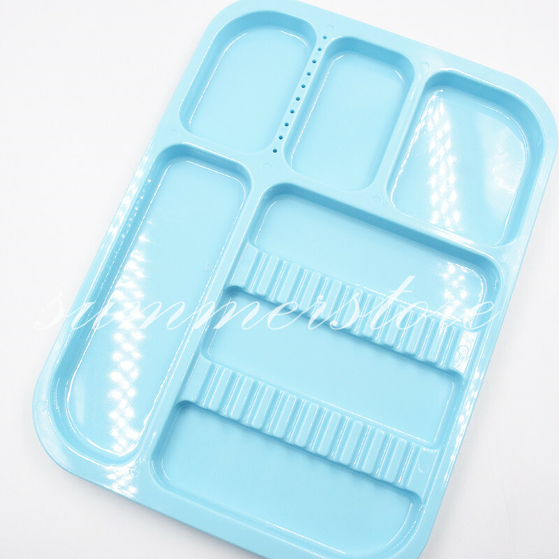 1 Pc Light Blue Dental 135ºC Autoclavable Plastic Divided Type Separate Trays