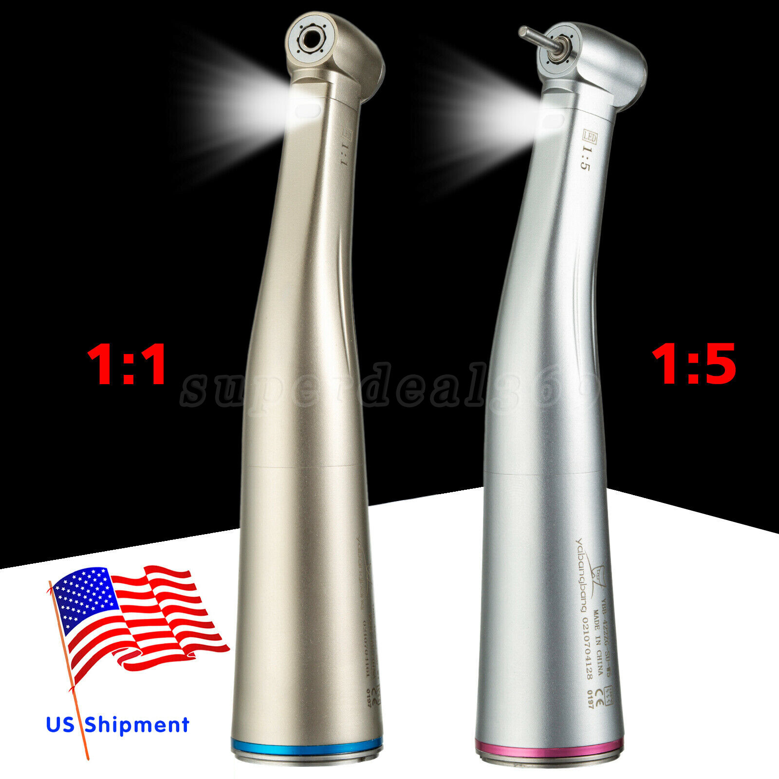 1-5 USA Dental 1:1 1:5 LED Fiber Optic Contra Angle Handpiece Inner For Nsk Or