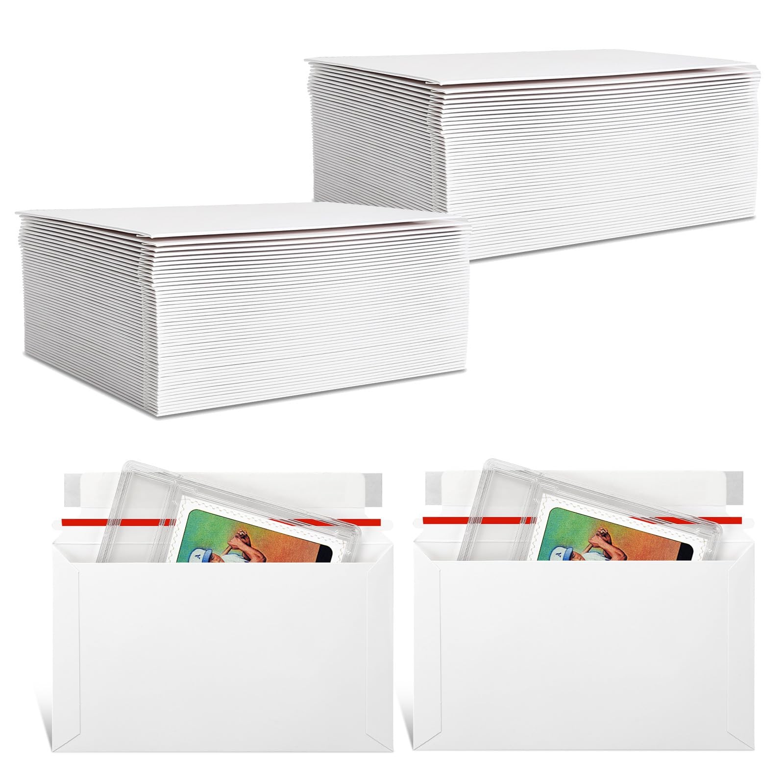 100 Pack 7″x4.35″ Trading Card Shipping Envelopes, Self-Adhesive for Sports Card