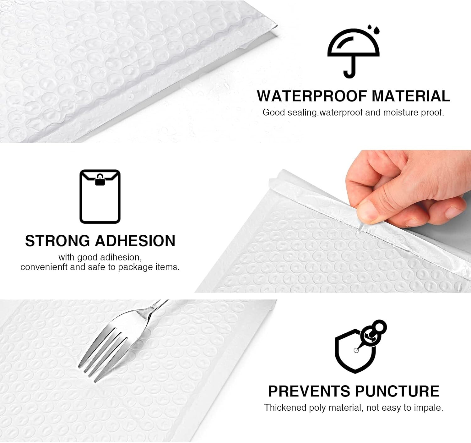 Poly Bubble Mailers Mailing Padded Envelopes Bubble Bags #0 6×10″ 500Pcs White