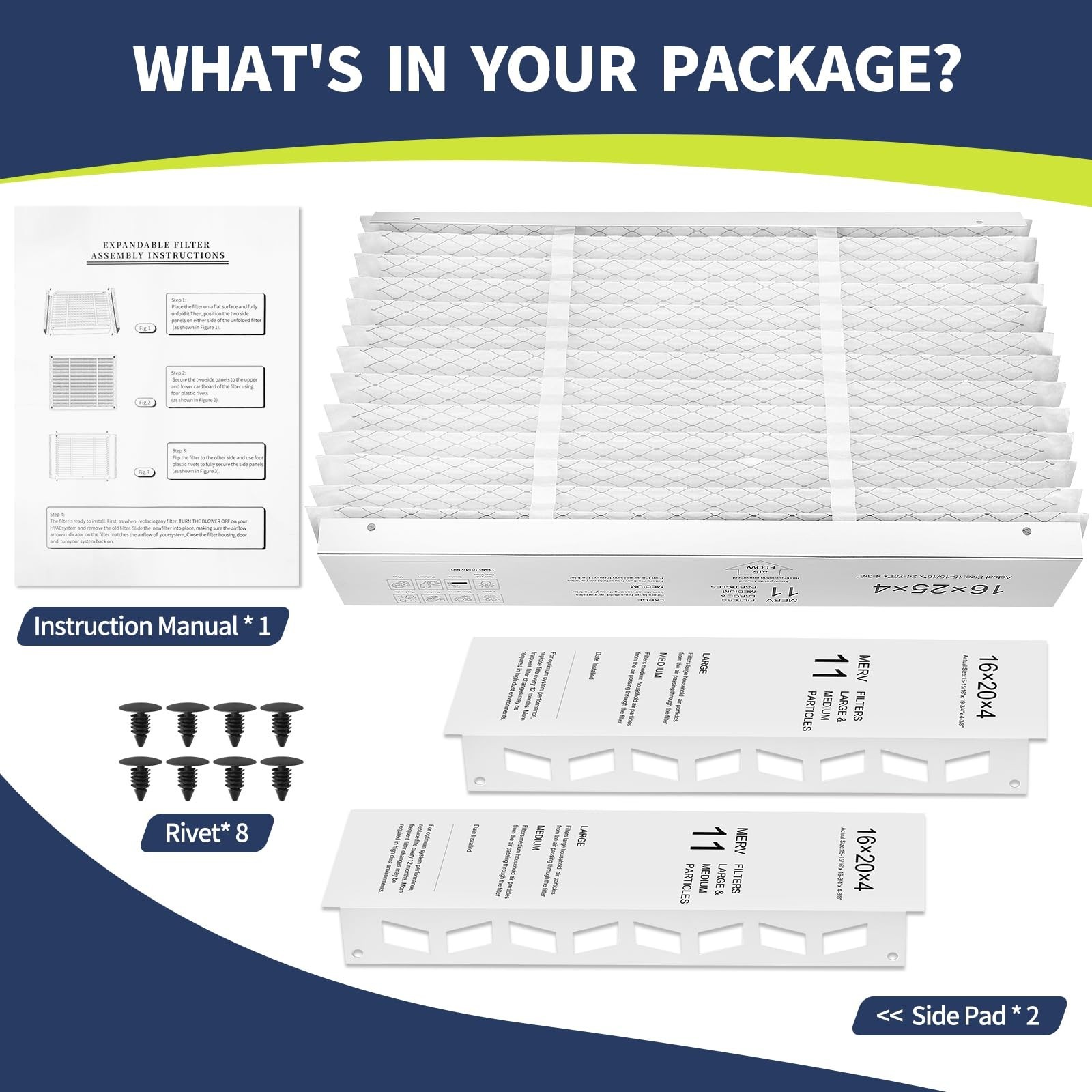 16x25x4 AC Furnace Air Filter Compatible with Honeywell FC100A1029, MERV 11 H…