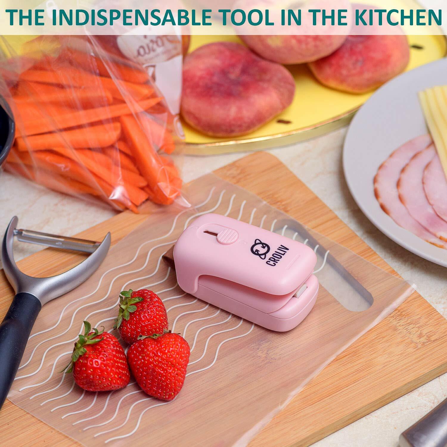 2-Pack 2-in-1 Mini Heat Sealer Machine Chip Bag Sealer and Cutter Snack Bags