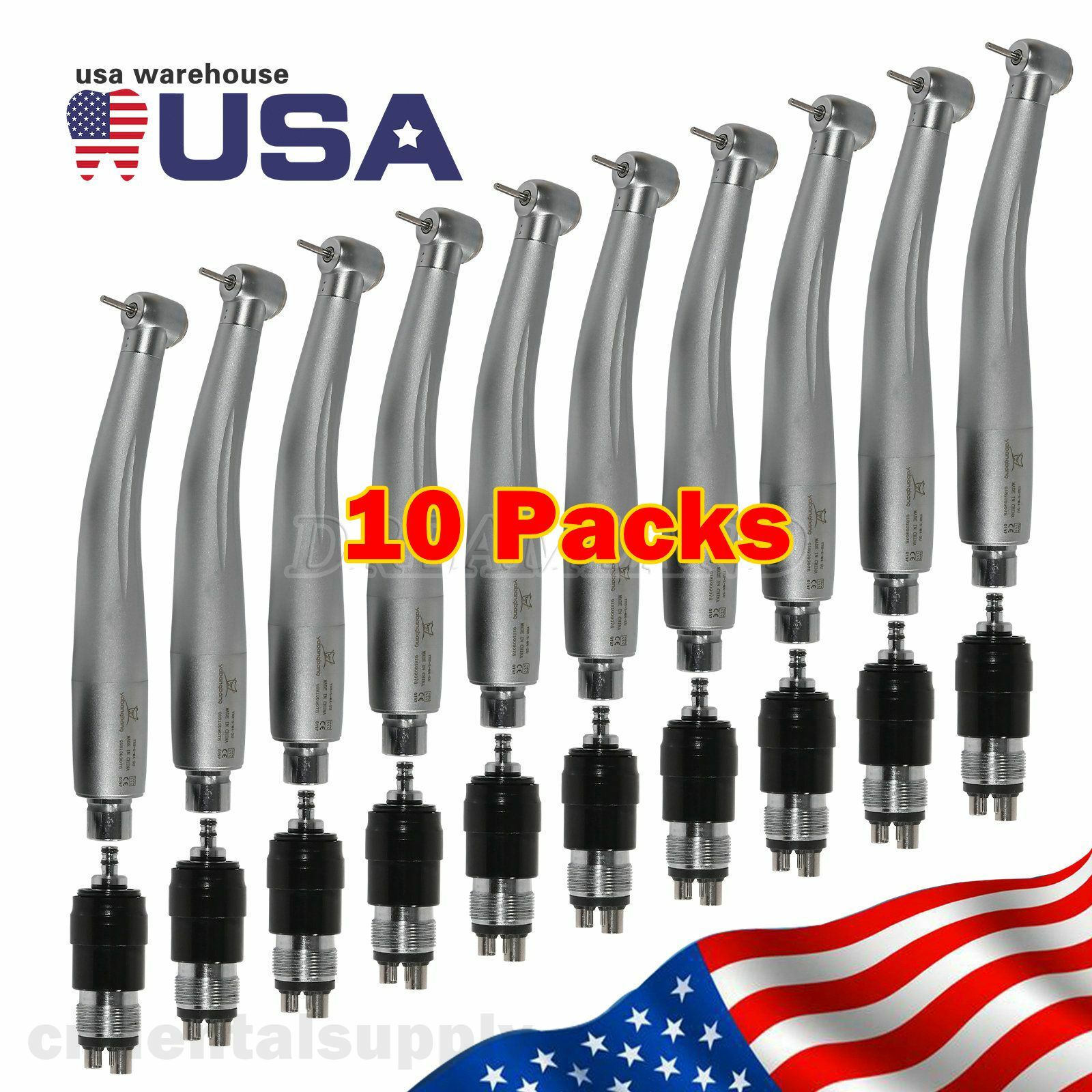 10x Yabang Dental High Speed Handpiece and 4 Holes Quick Coupler 360°