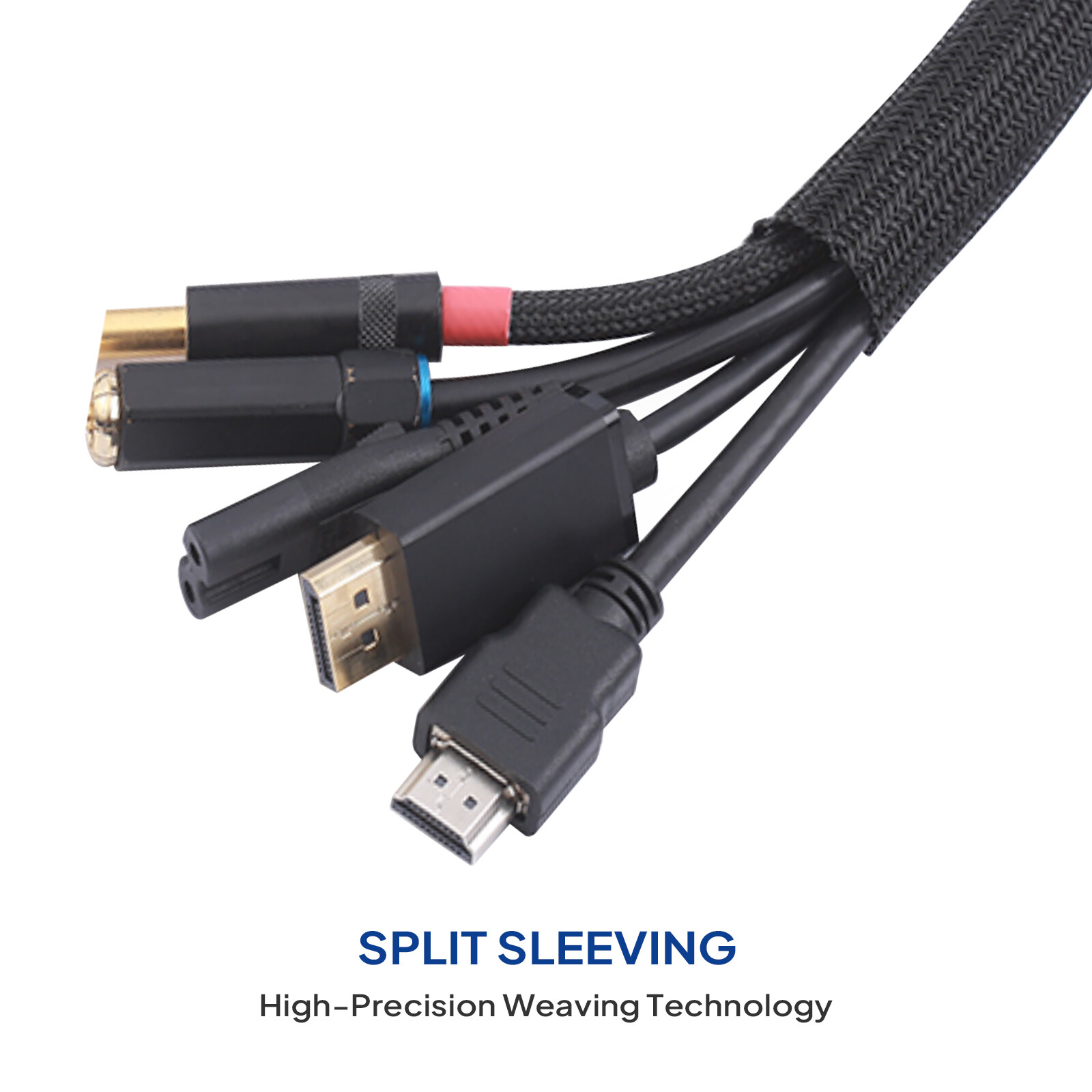 Braided Split-Sleeve Wire Loom for High-Temp Auto Harness Wrapping 5’&28’Length