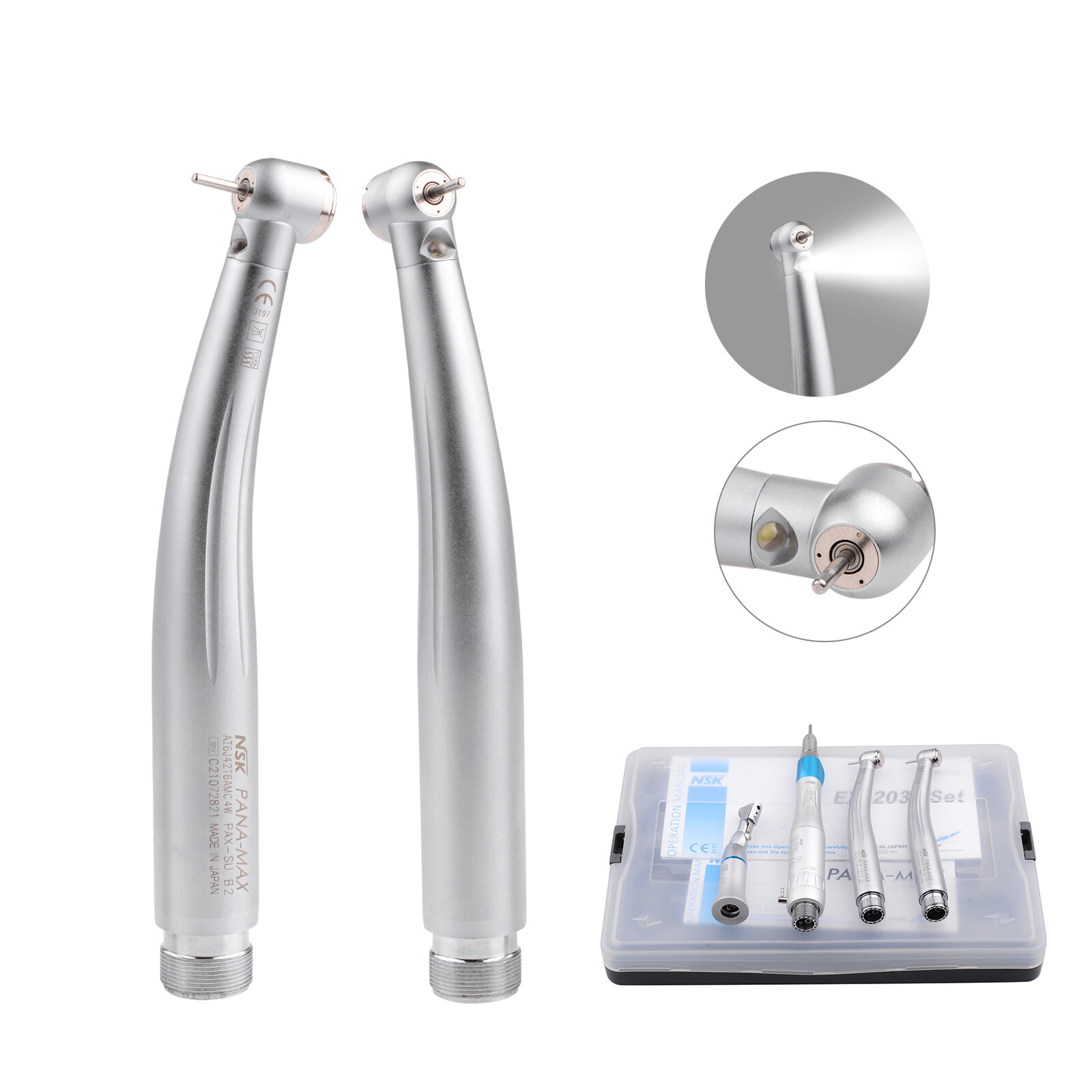 NSK Type Dental LED PANA MAX High Speed Handpieces+Low Speed EX203C 2H+ Bearing
